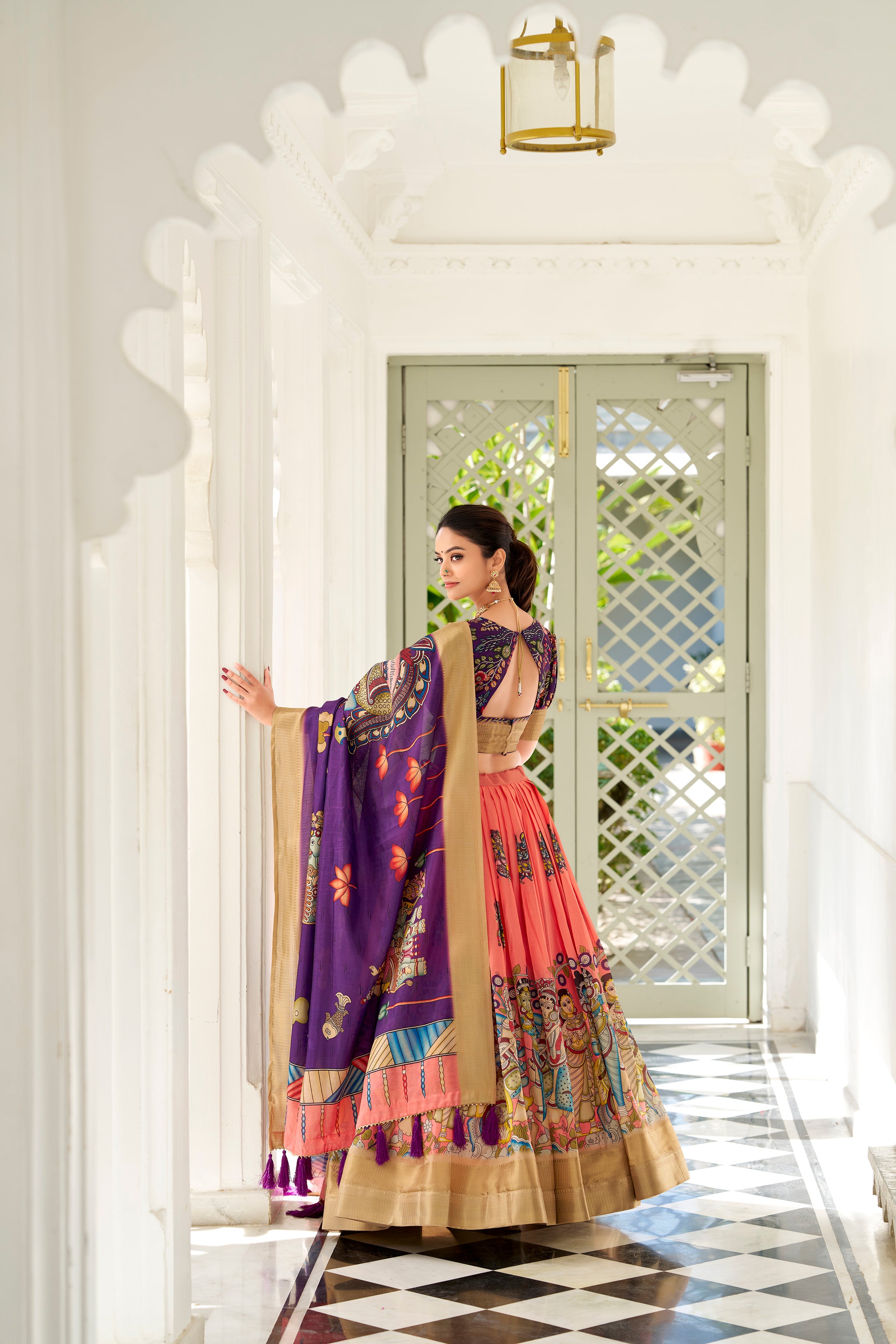 Regal Beige Handcrafted Lehenga with Traditional Motifs