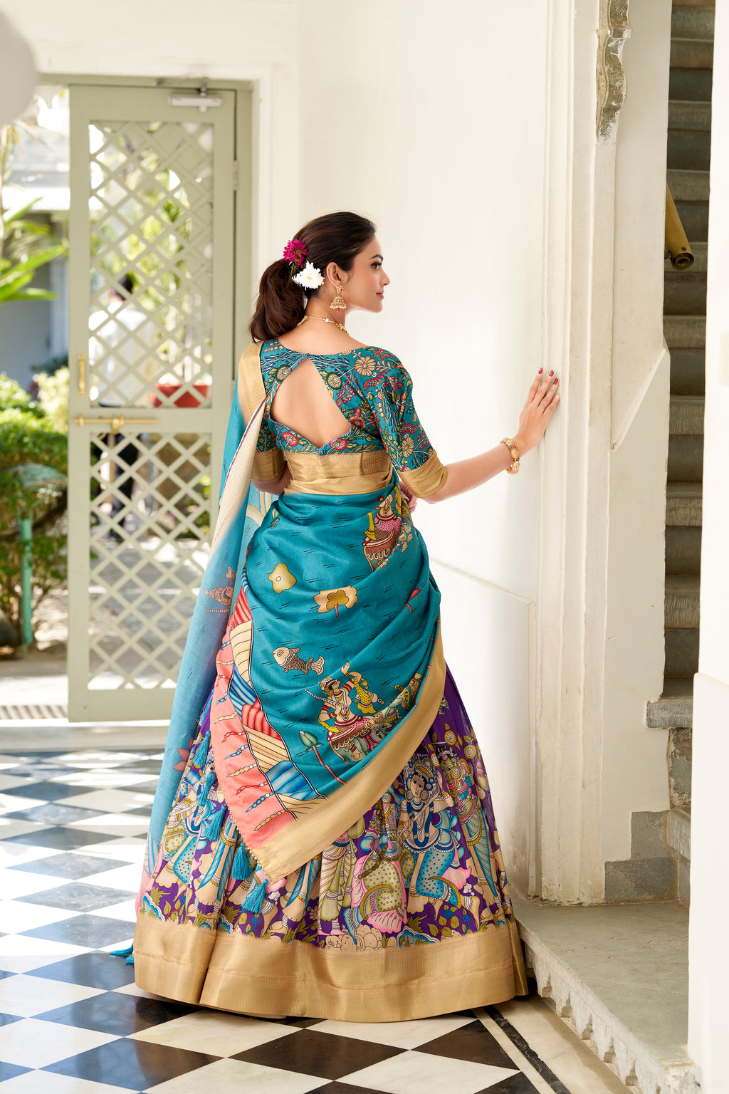 Regal Beige Handcrafted Lehenga with Traditional Motifs