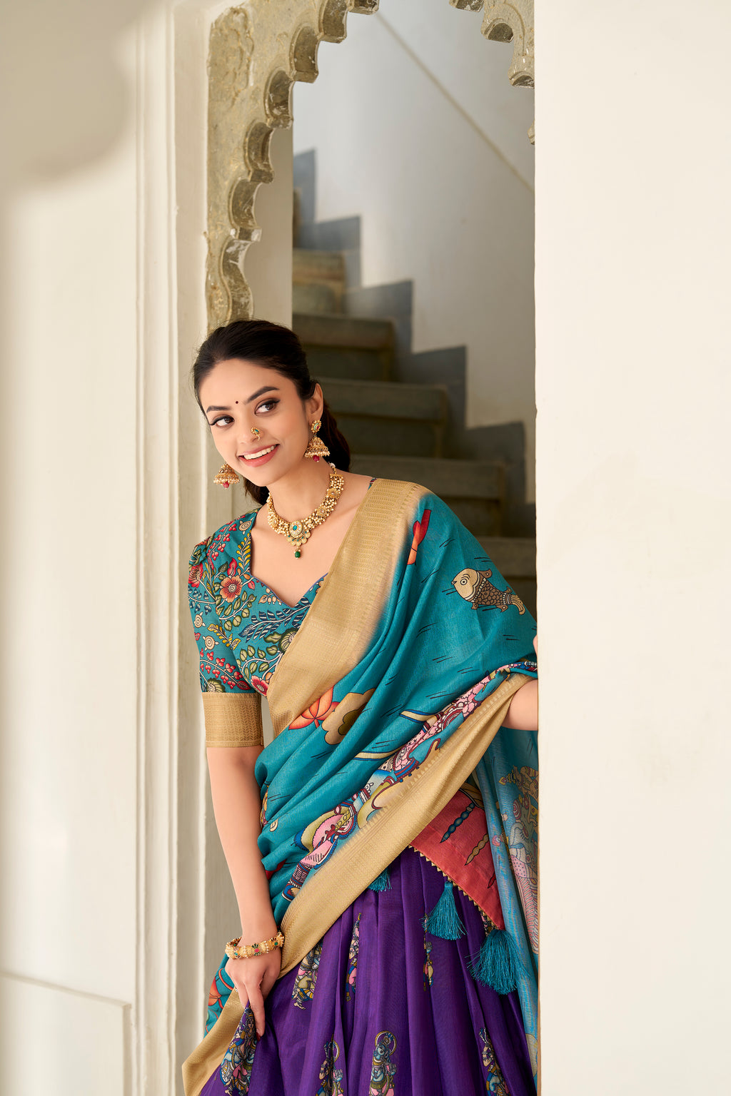 Regal Beige Handcrafted Lehenga with Traditional Motifs