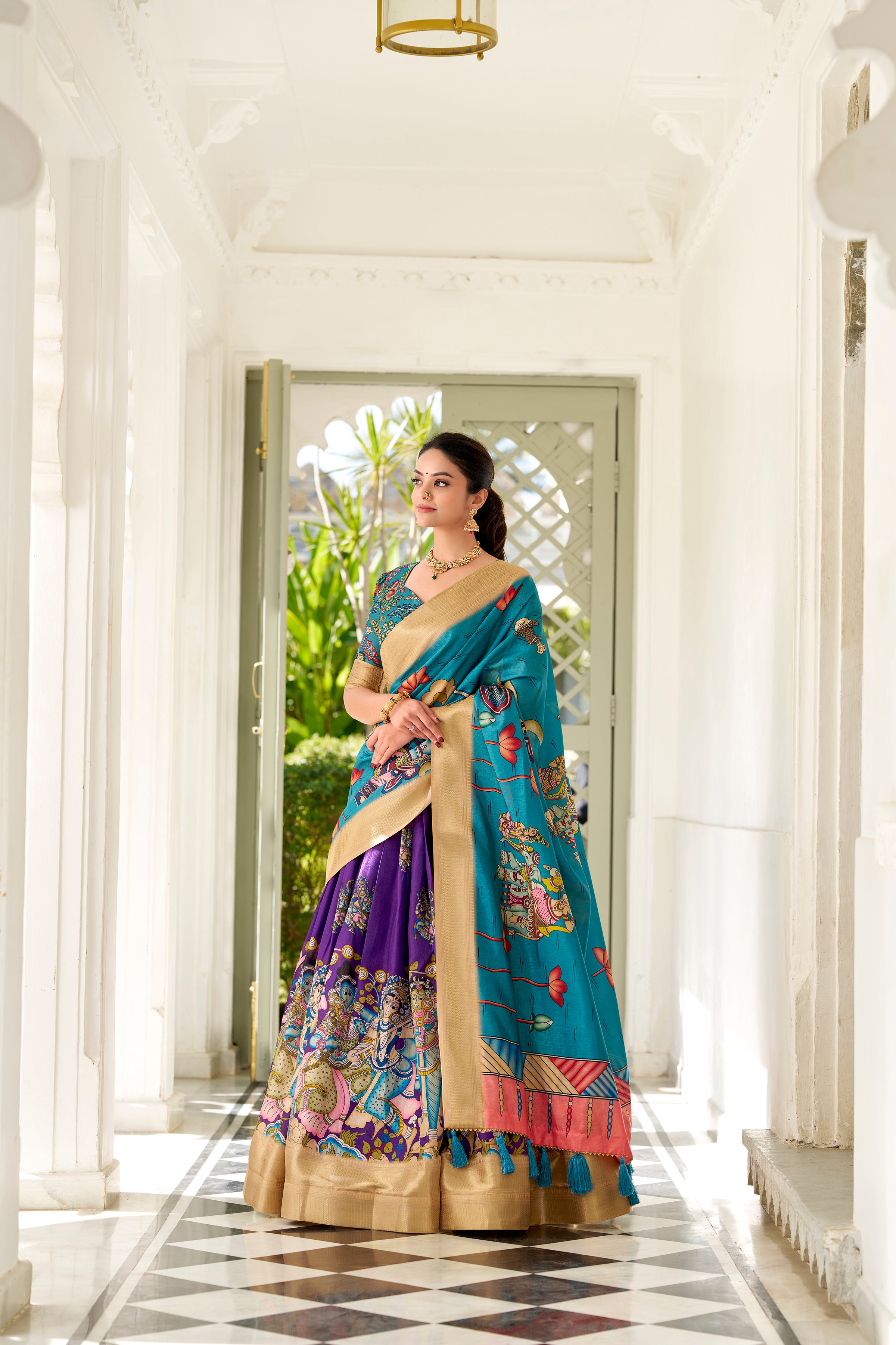 Regal Beige Handcrafted Lehenga with Traditional Motifs