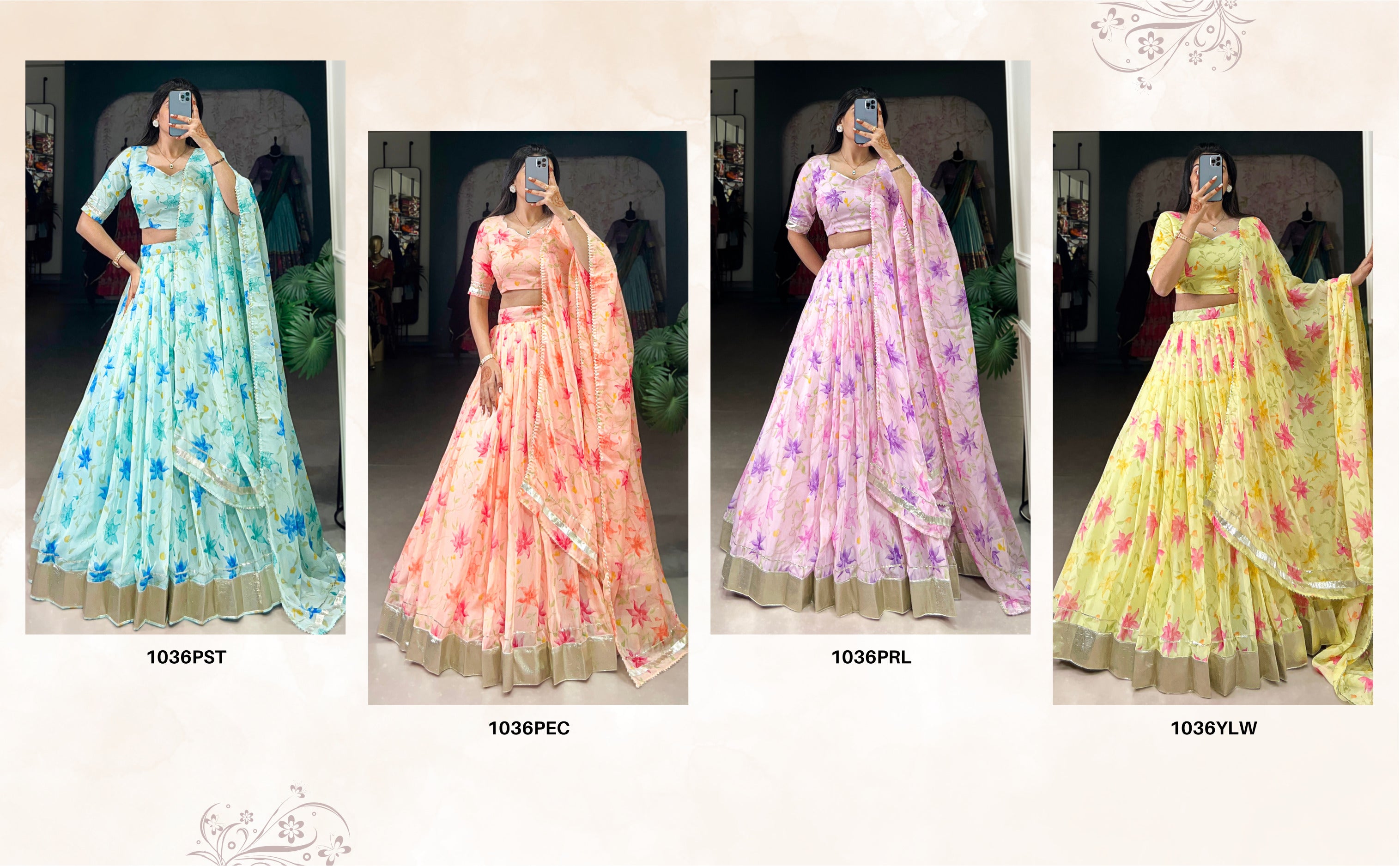 Pastel Organza Lehenga with Matching Dupatta