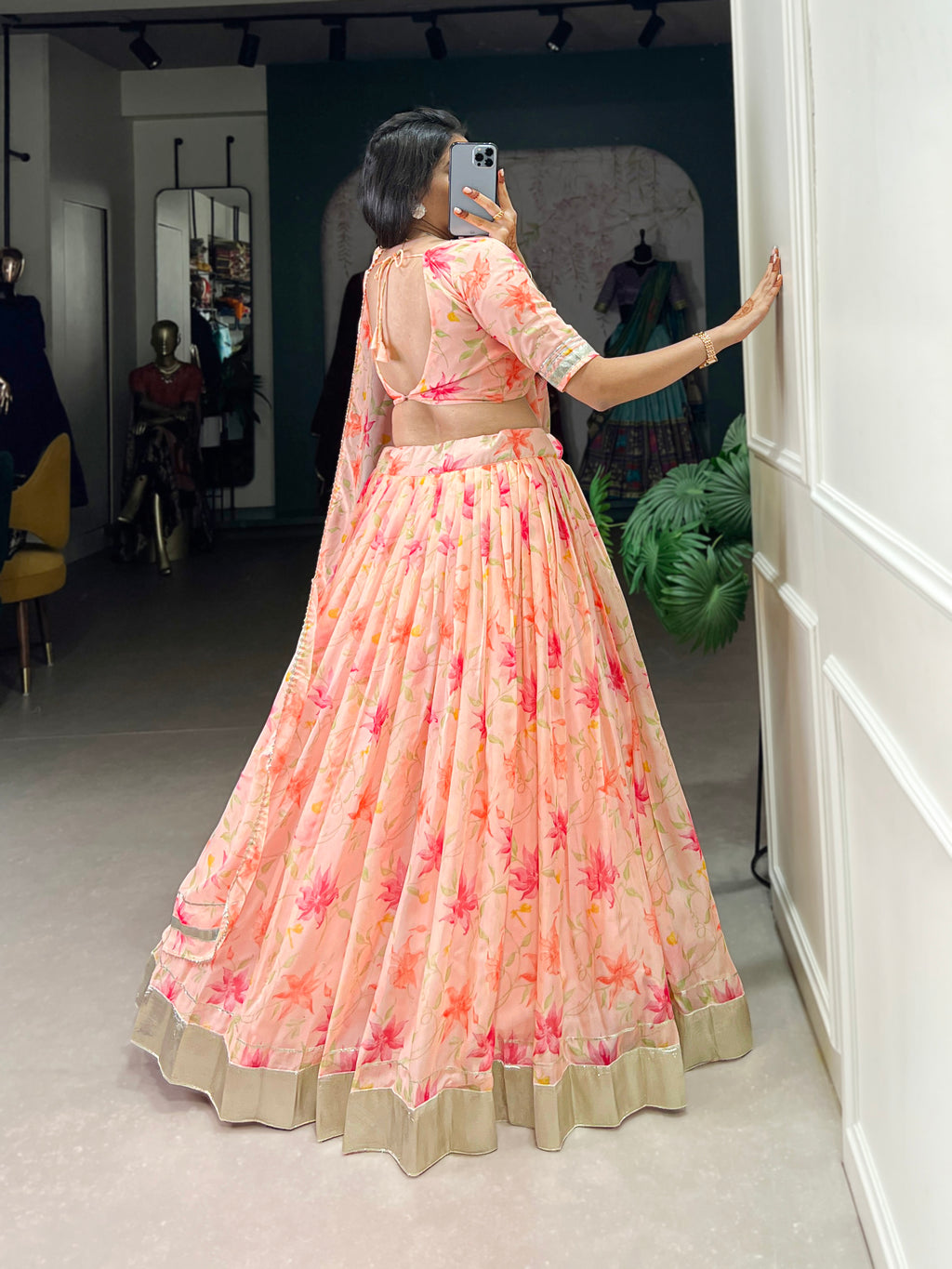 Pastel Organza Lehenga with Matching Dupatta