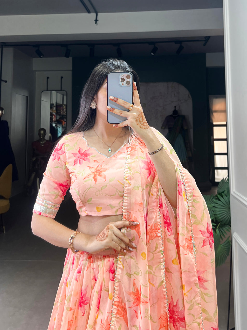 Pastel Organza Lehenga with Matching Dupatta