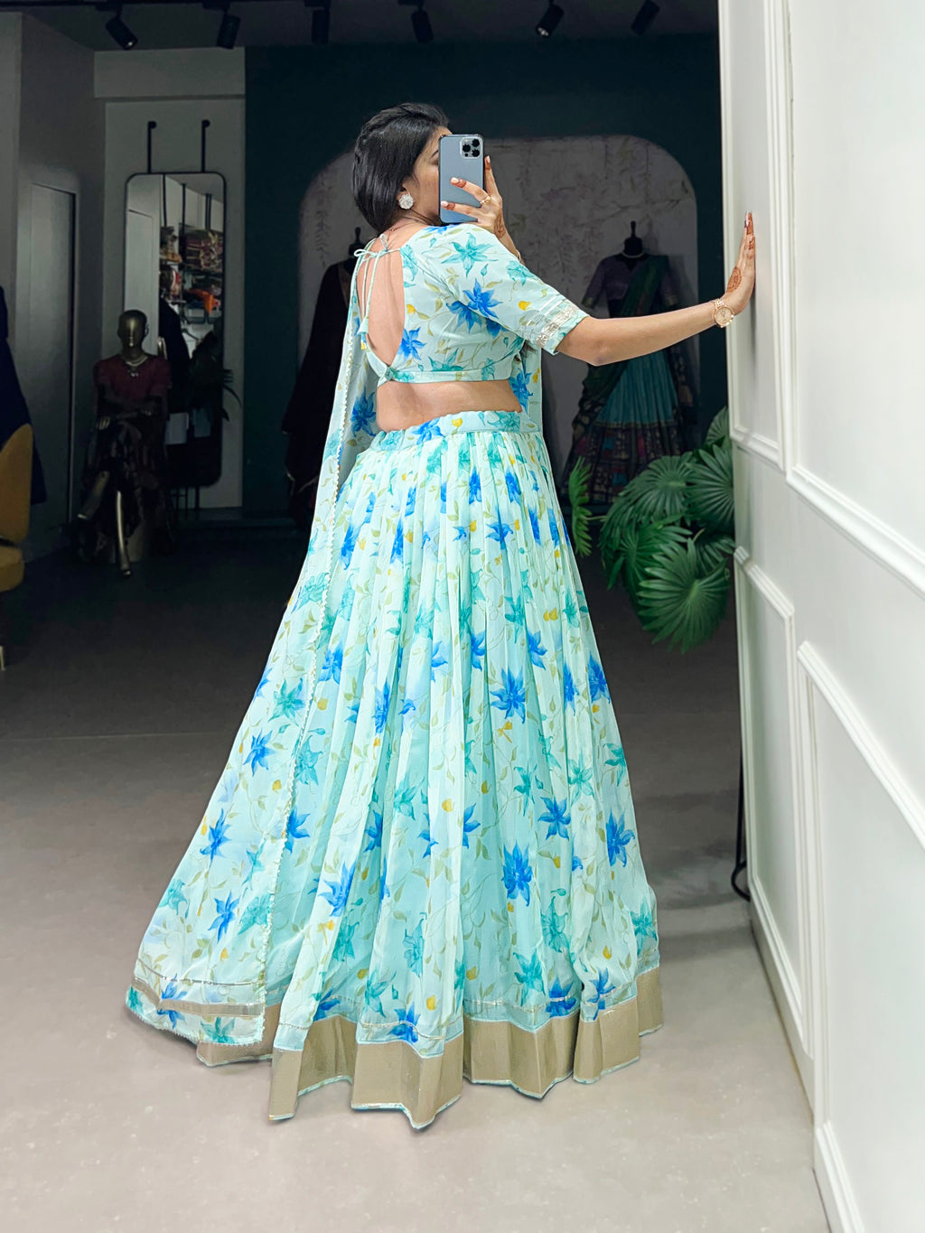 Pastel Organza Lehenga with Matching Dupatta