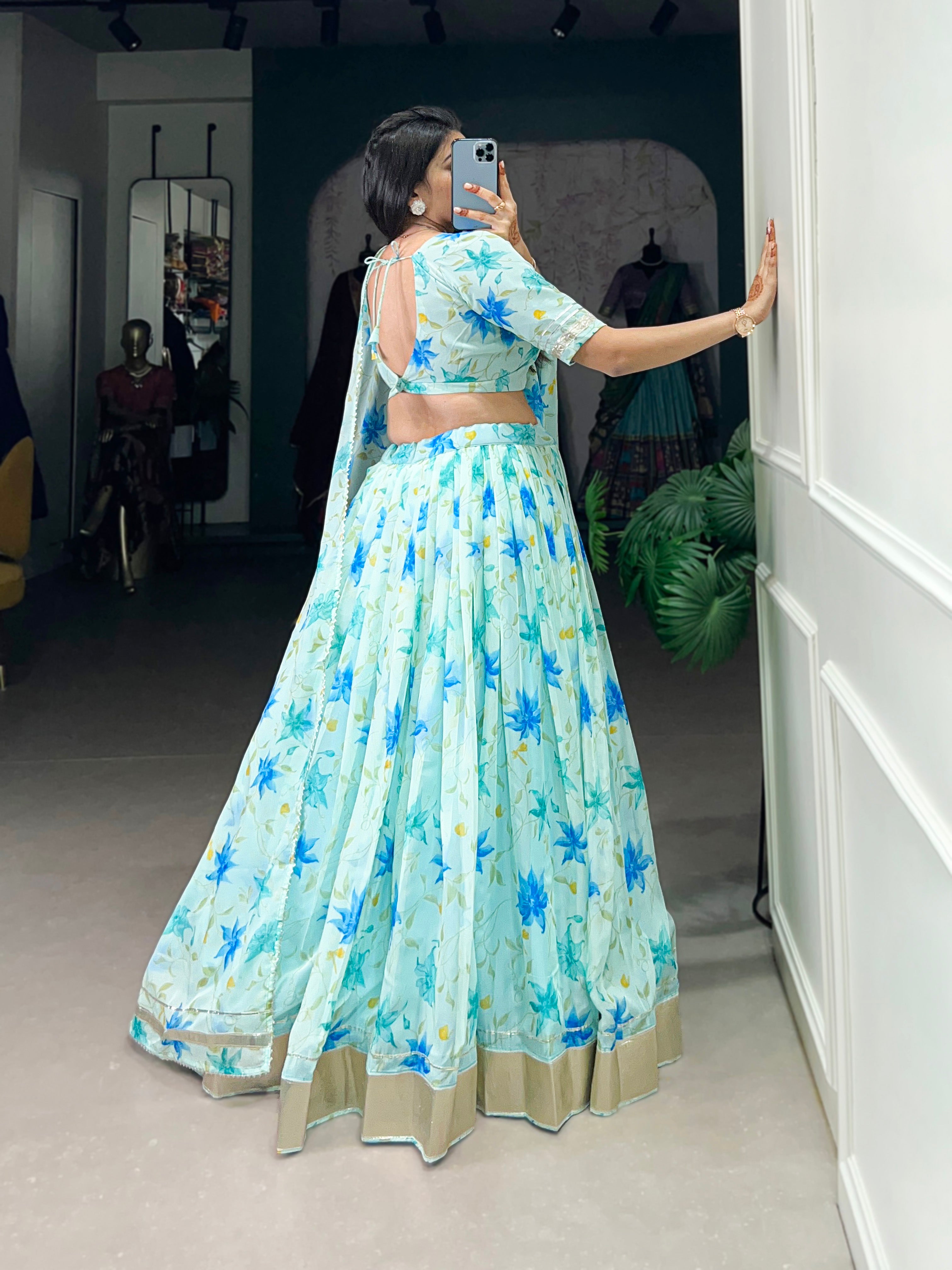 Pastel Organza Lehenga with Matching Dupatta