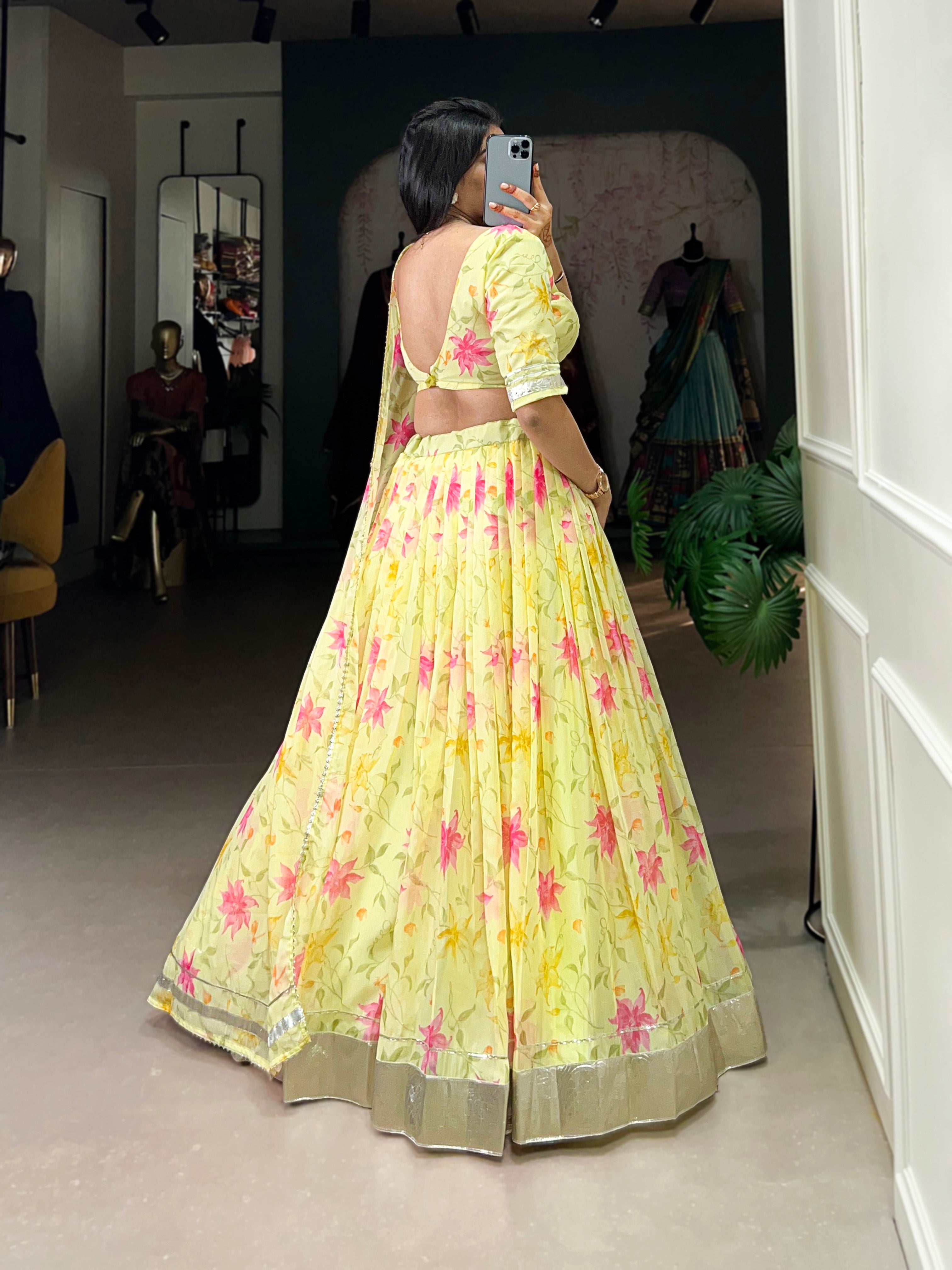 Pastel Organza Lehenga with Matching Dupatta