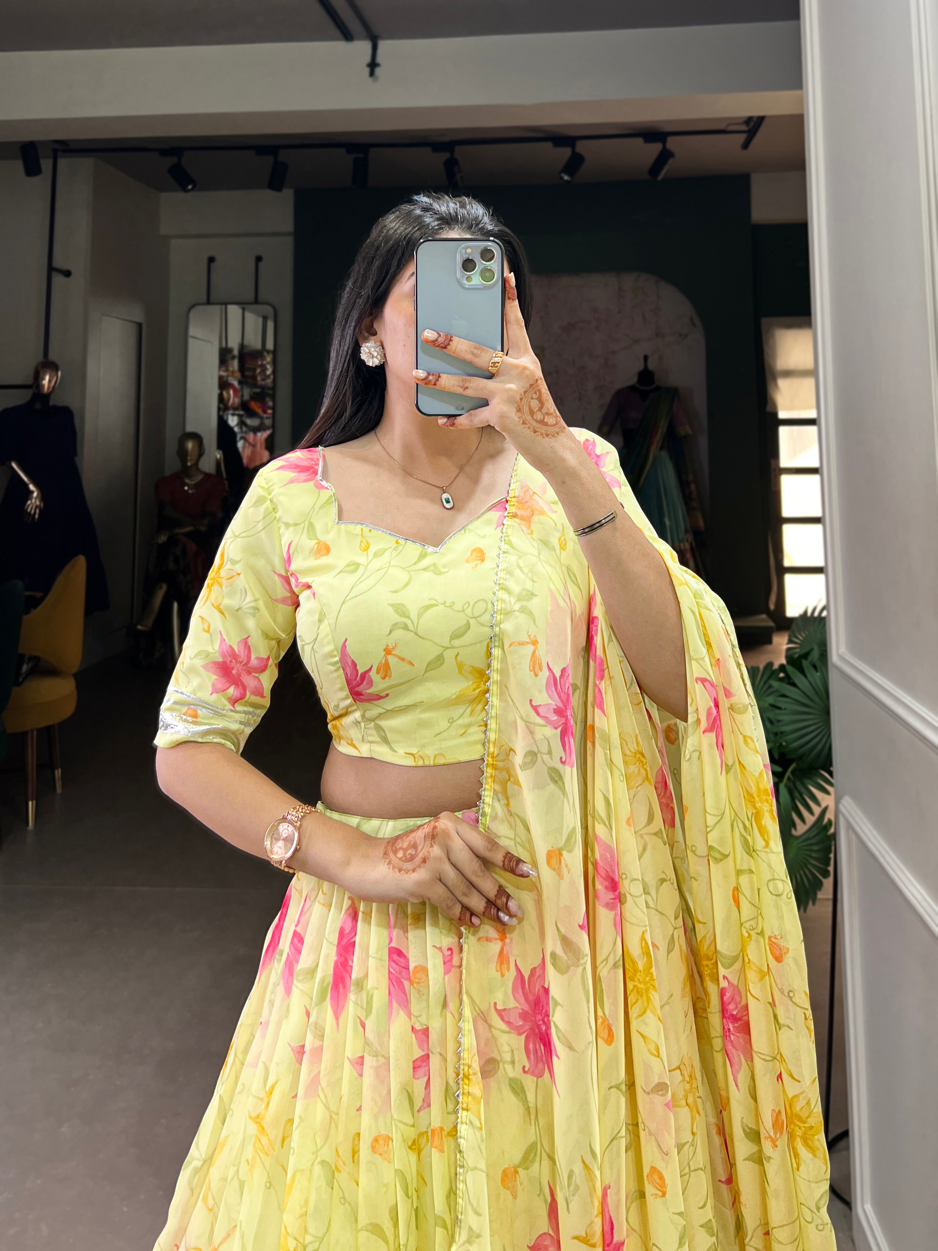 Pastel Organza Lehenga with Matching Dupatta