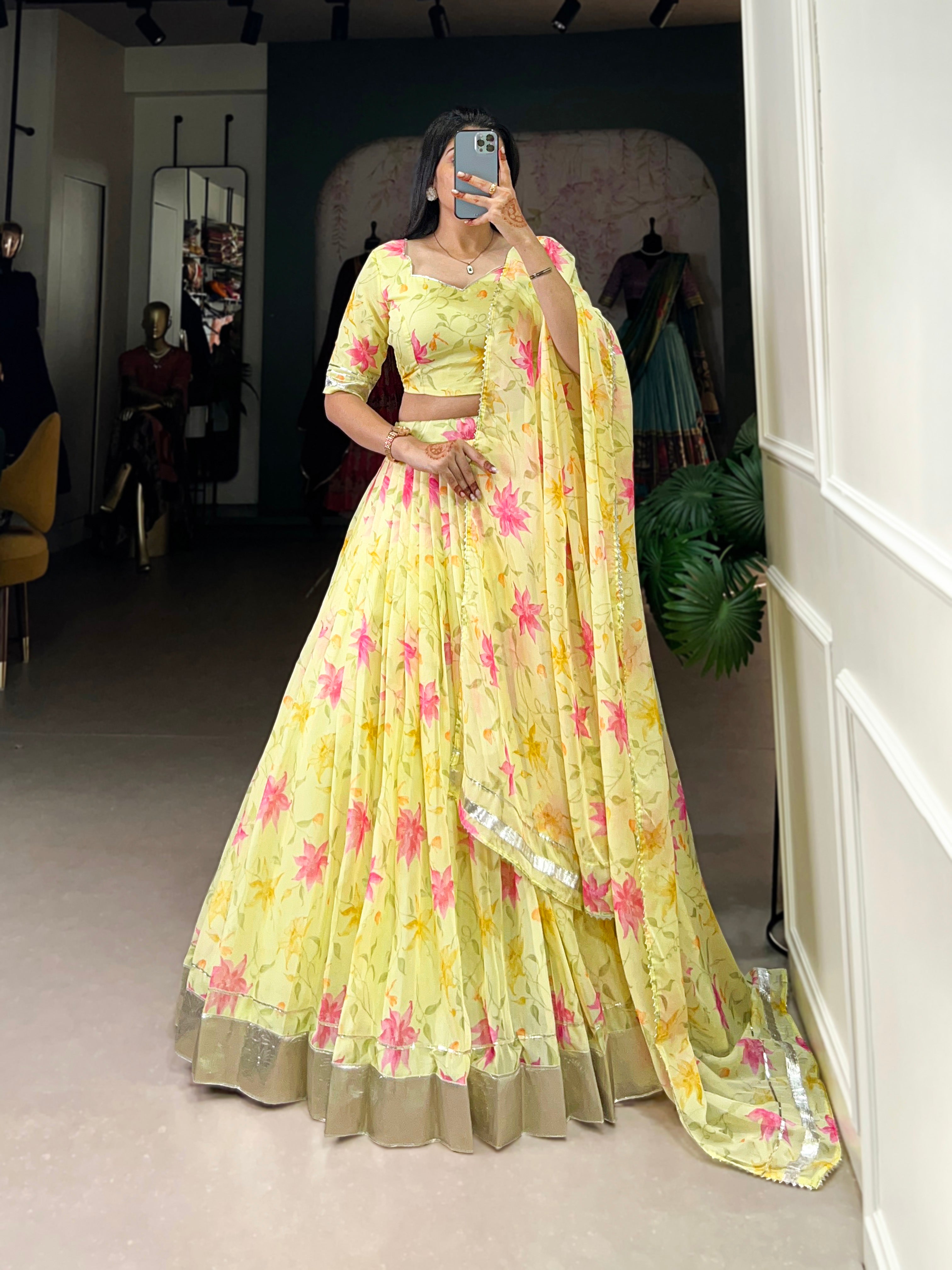 Pastel Organza Lehenga with Matching Dupatta