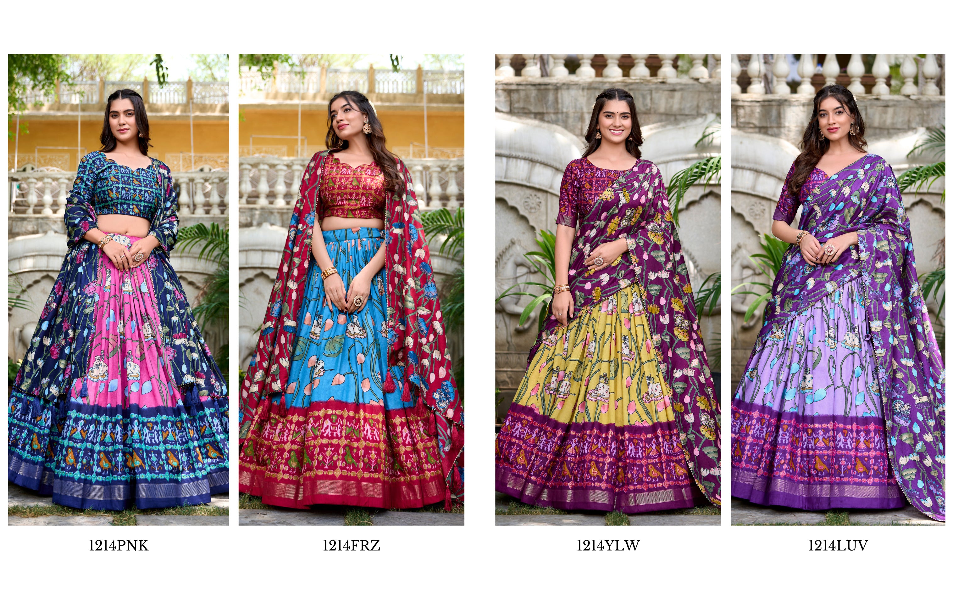 Vibrant Fusion Lehenga in Pink & Navy with Artistic Motifs
