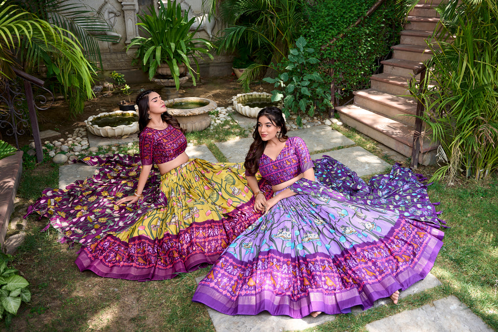 Vibrant Fusion Lehenga in Pink & Navy with Artistic Motifs