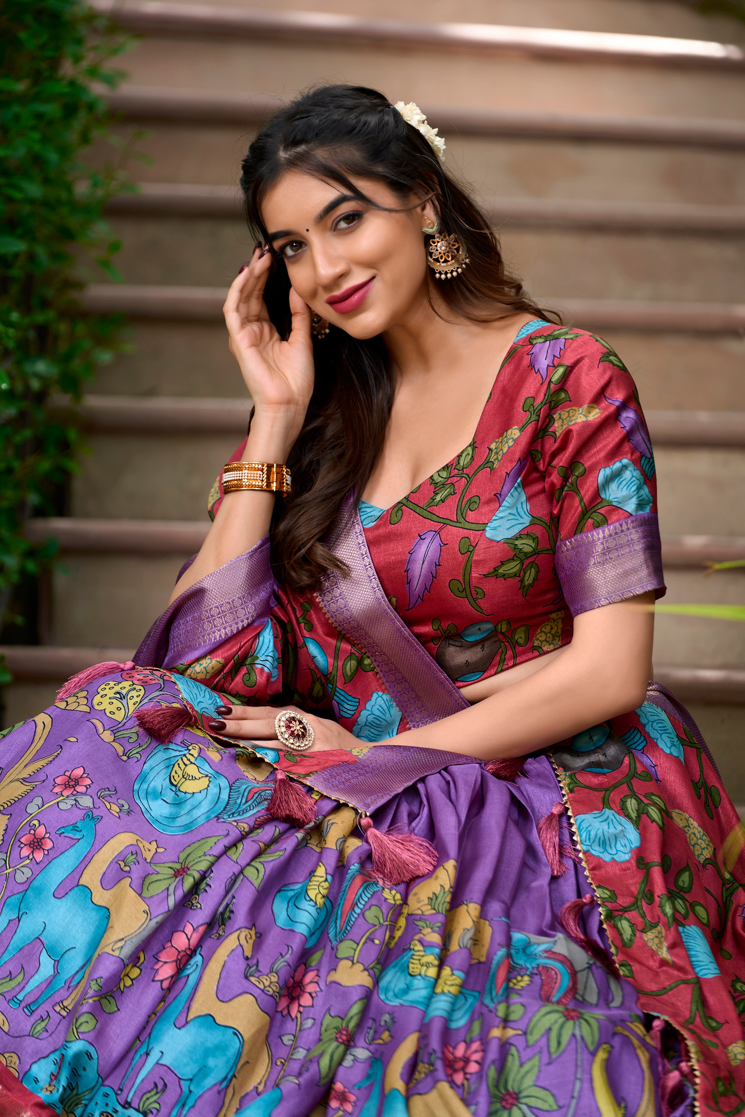 Regal Silk Lehenga with Vibrant Motifs