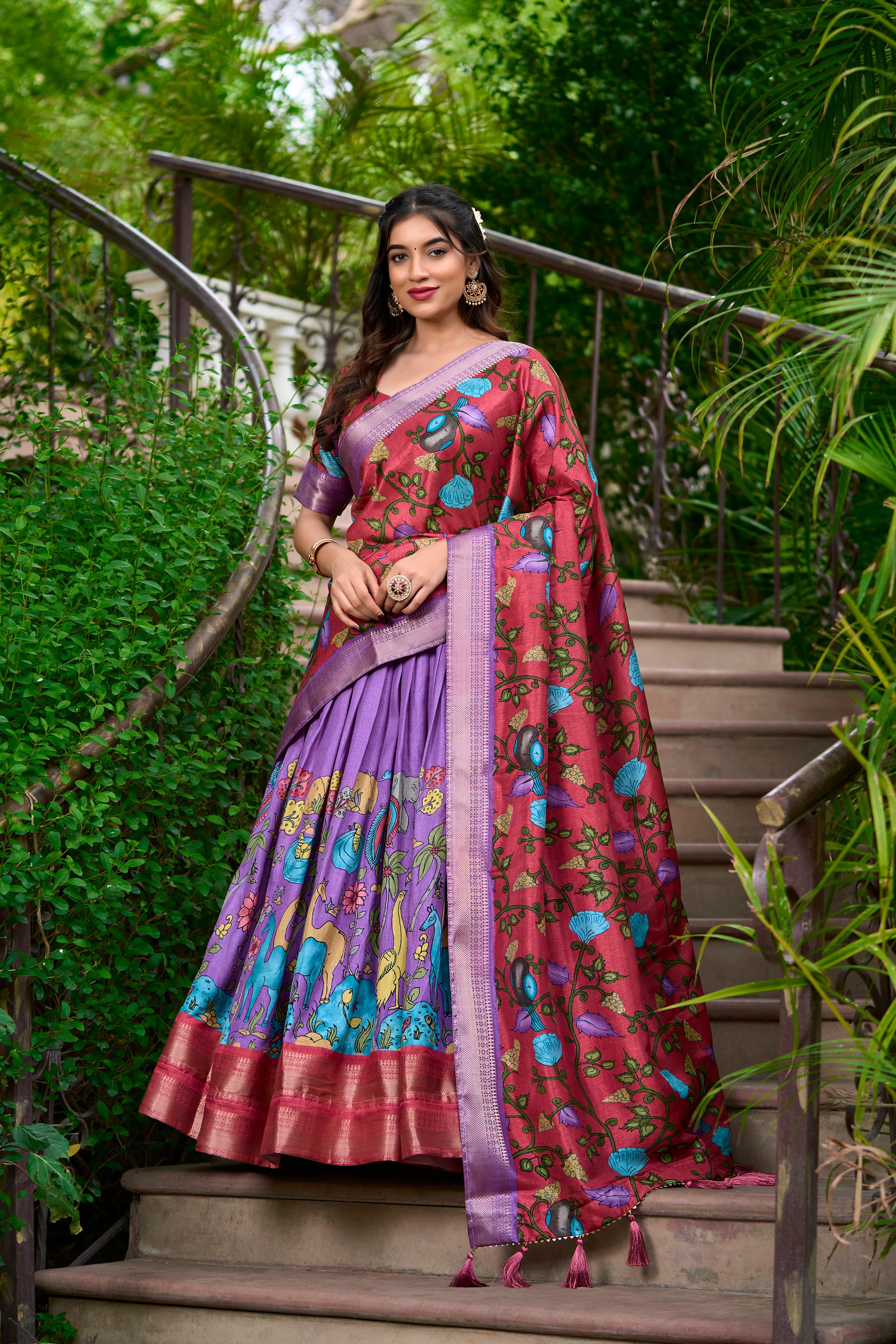 Regal Silk Lehenga with Vibrant Motifs