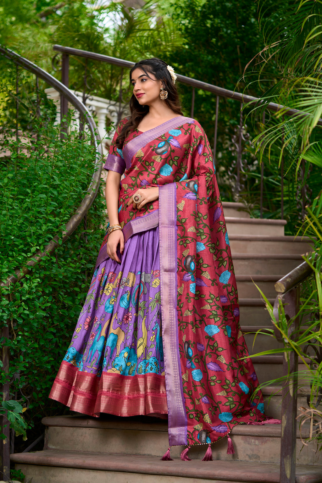 Regal Silk Lehenga with Vibrant Motifs