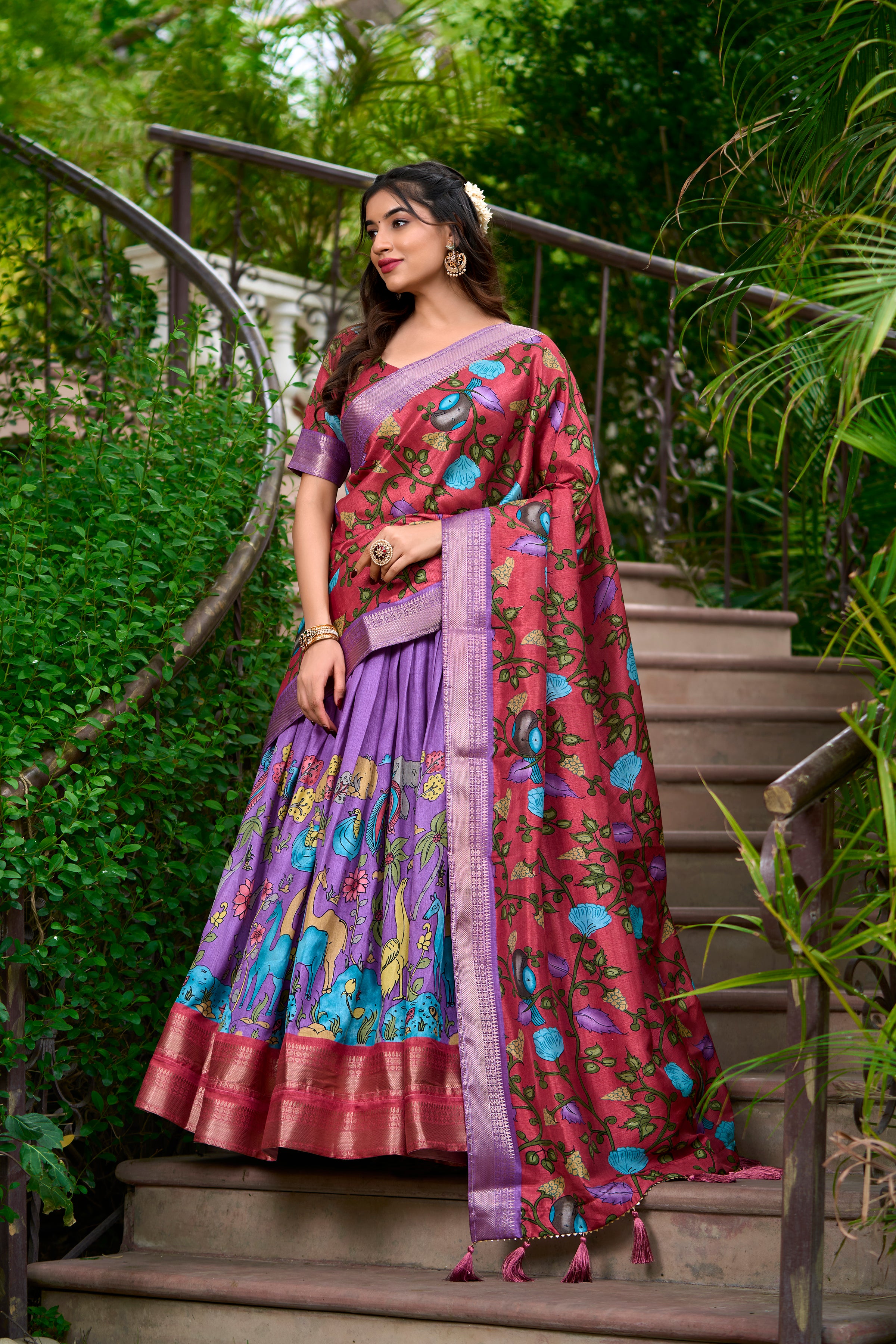 Regal Silk Lehenga with Vibrant Motifs