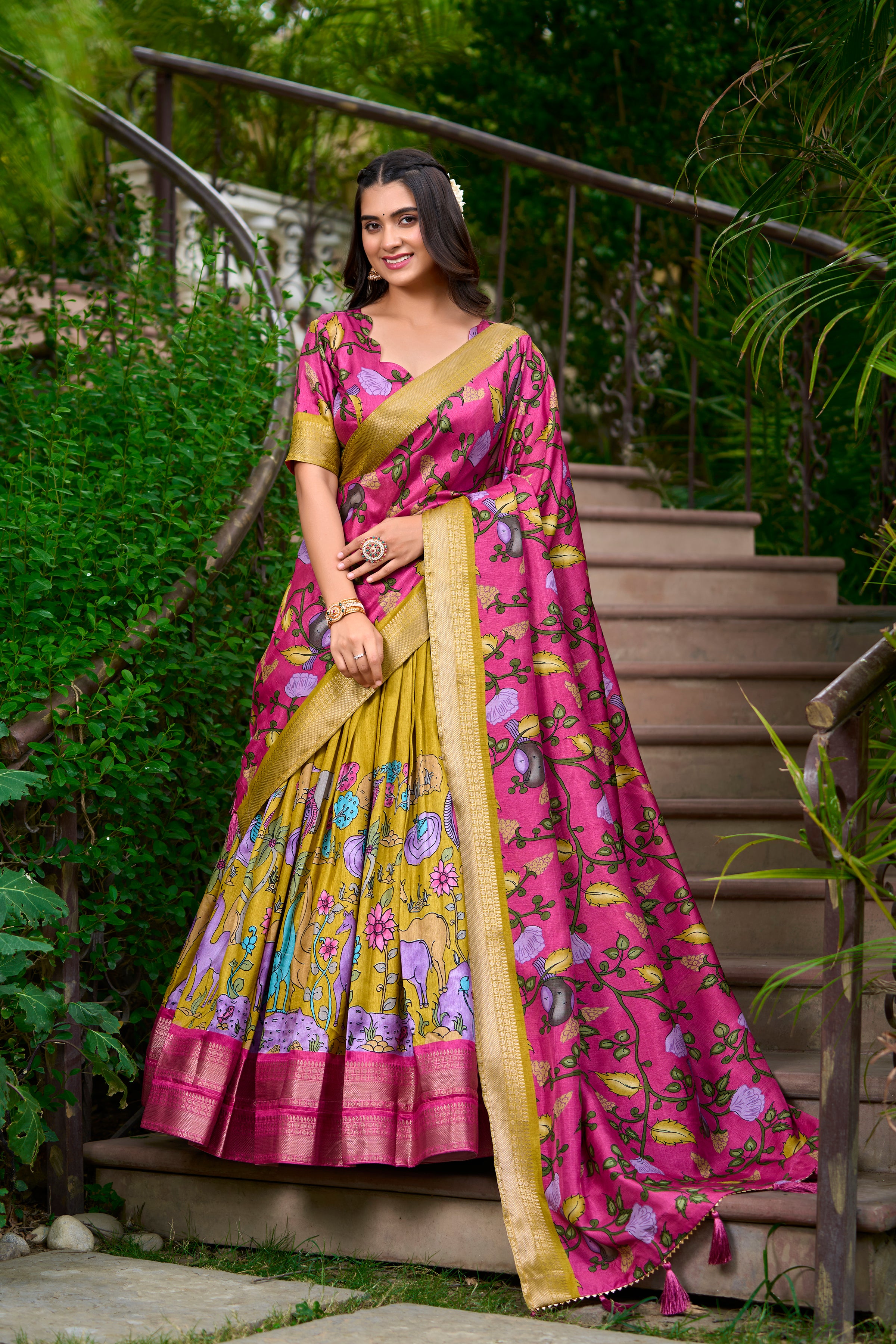Regal Silk Lehenga with Vibrant Motifs