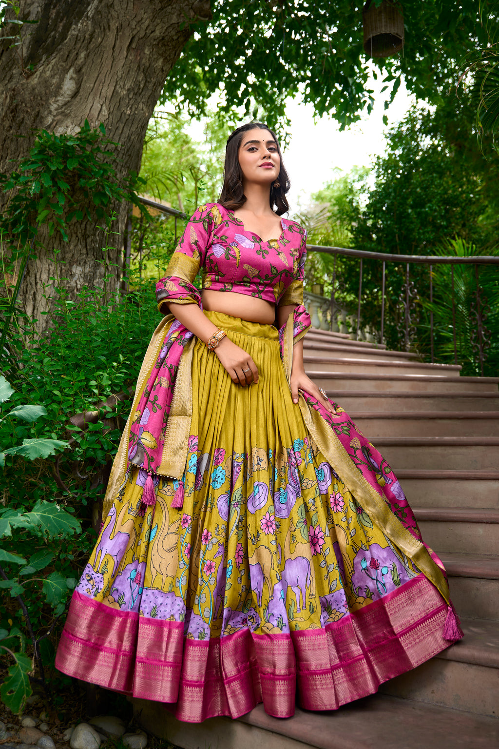 Regal Silk Lehenga with Vibrant Motifs