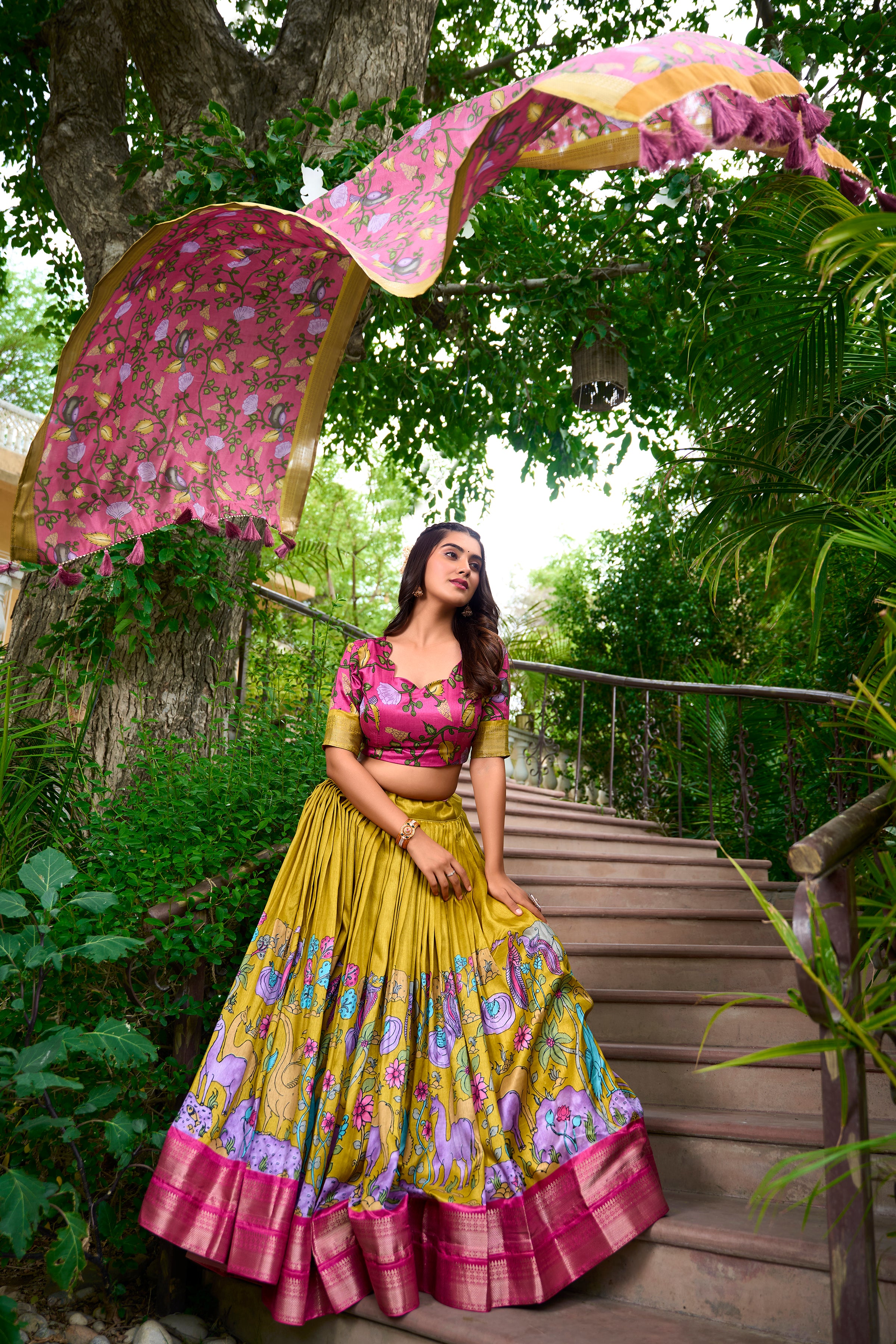 Regal Silk Lehenga with Vibrant Motifs