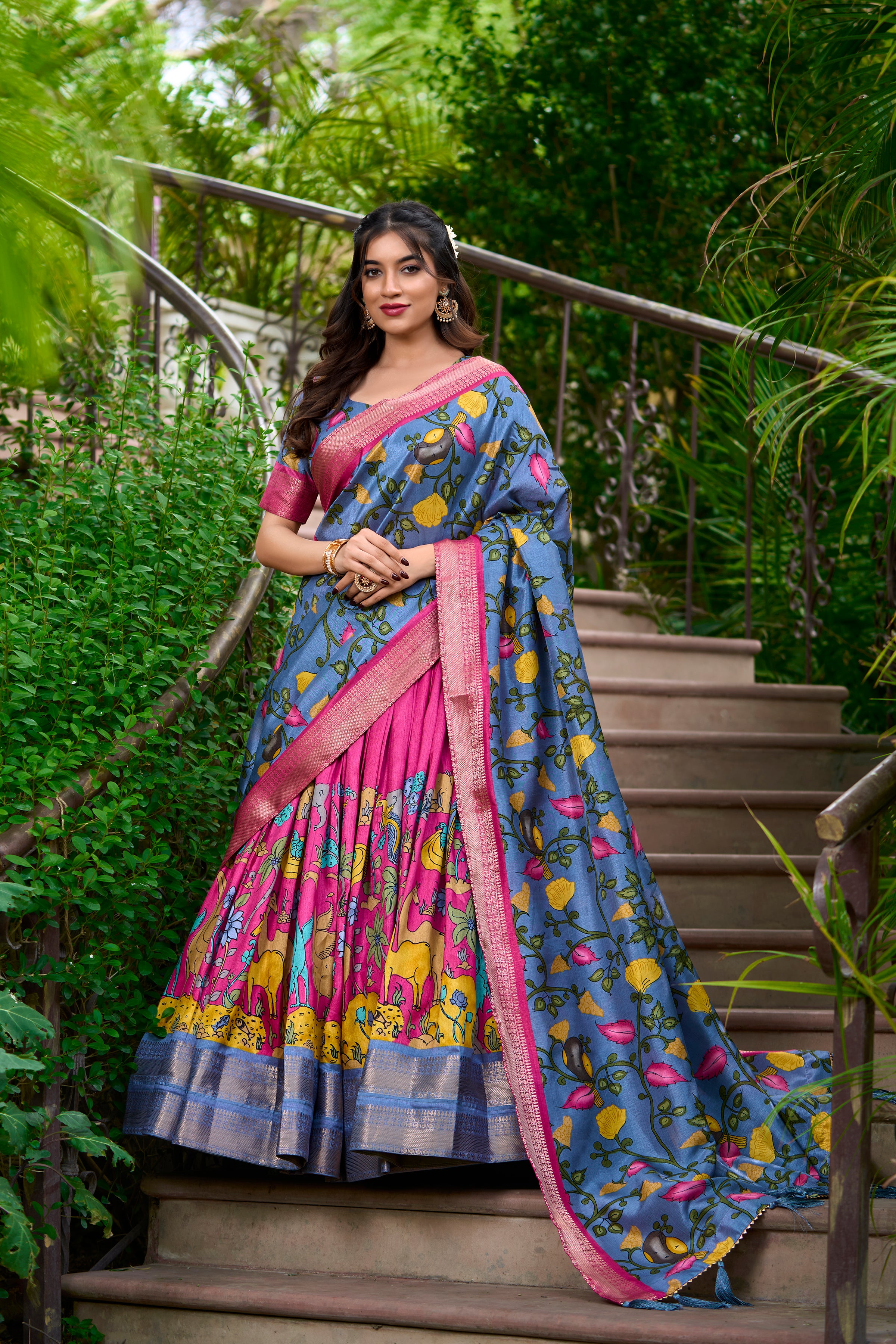 Regal Silk Lehenga with Vibrant Motifs