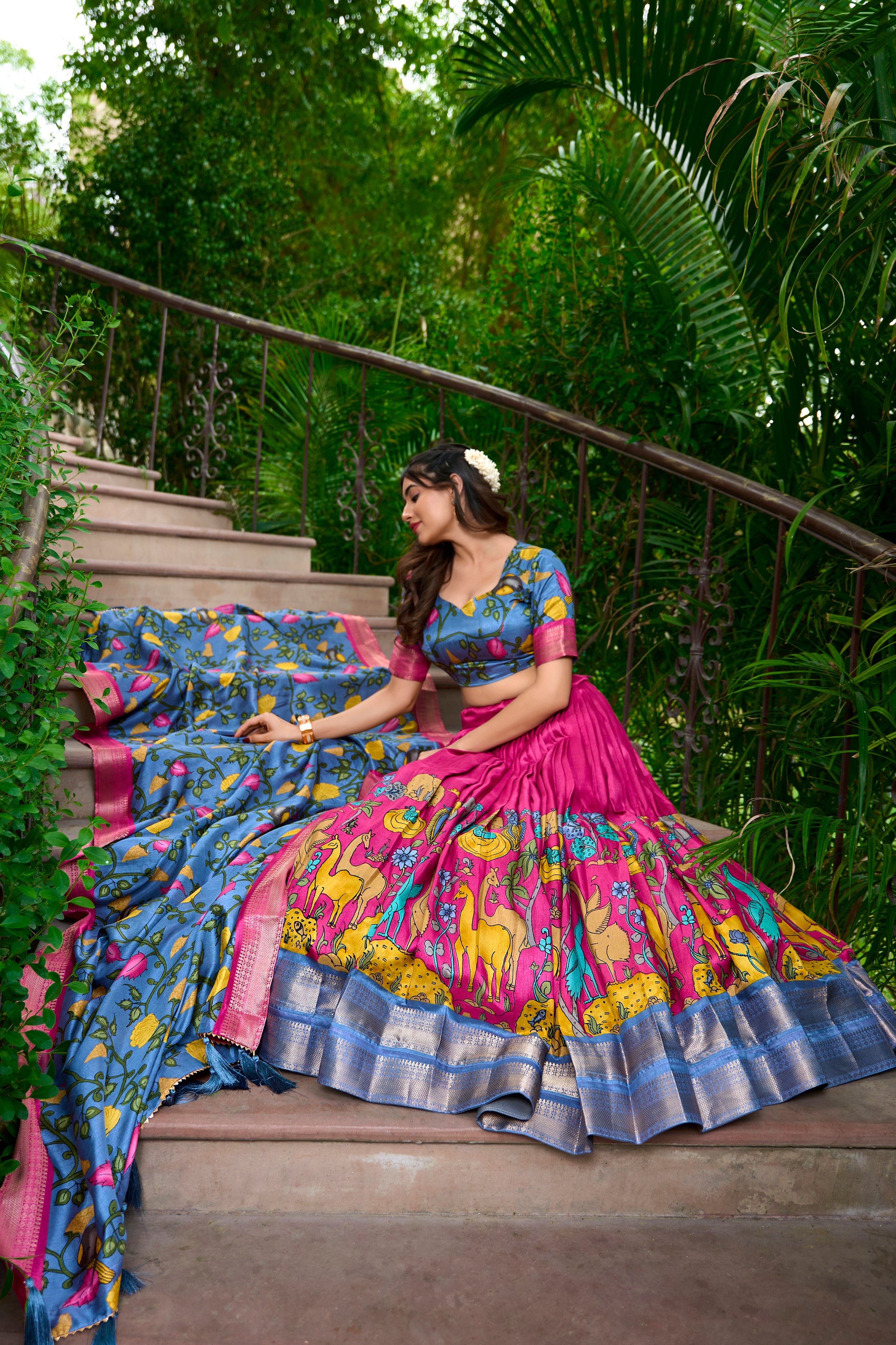 Regal Silk Lehenga with Vibrant Motifs