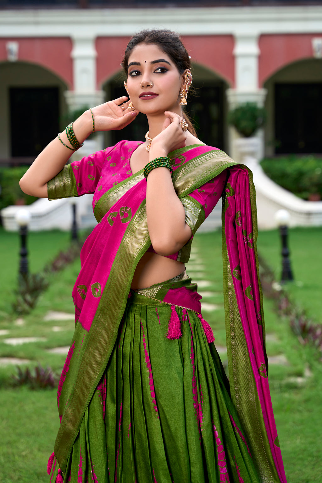 Elegant Silk Lehenga with Zari Border