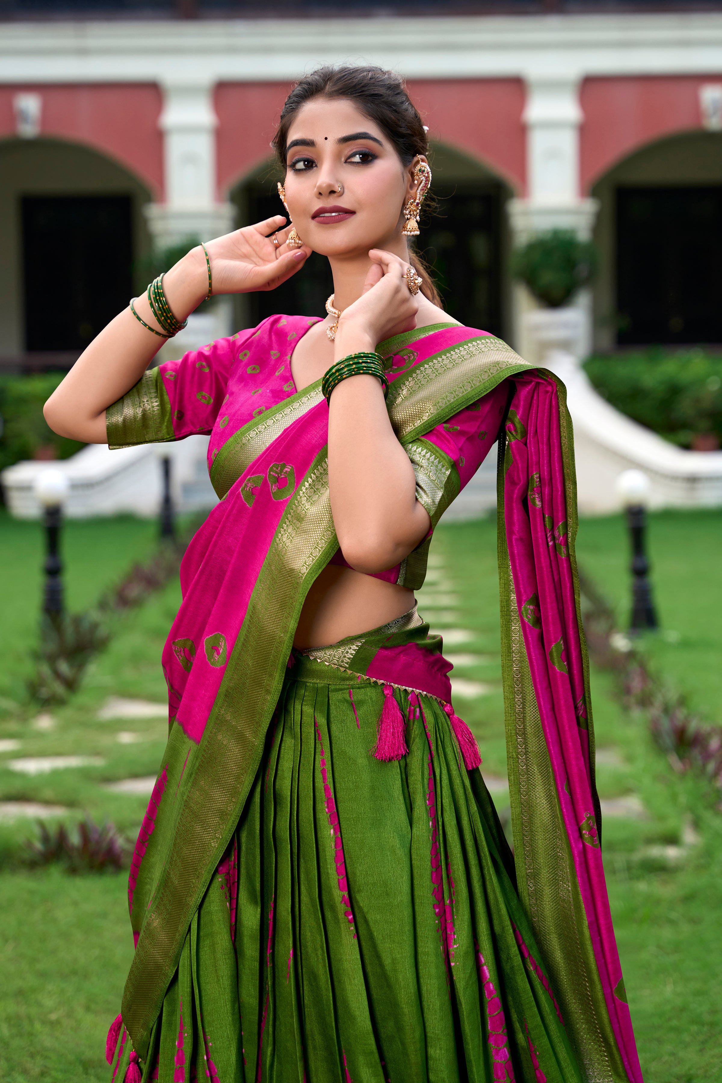 Elegant Silk Lehenga with Zari Border