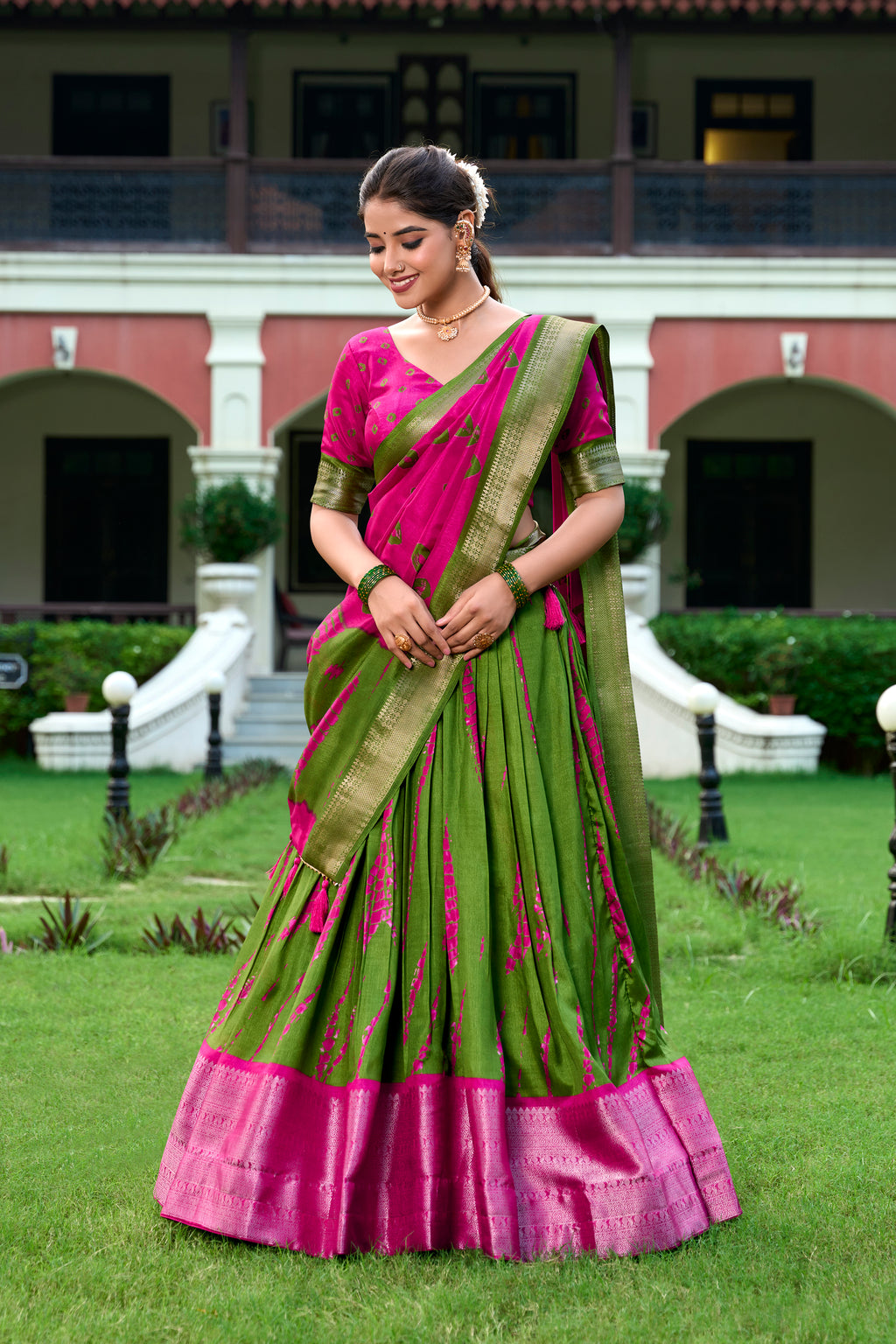 Elegant Silk Lehenga with Zari Border