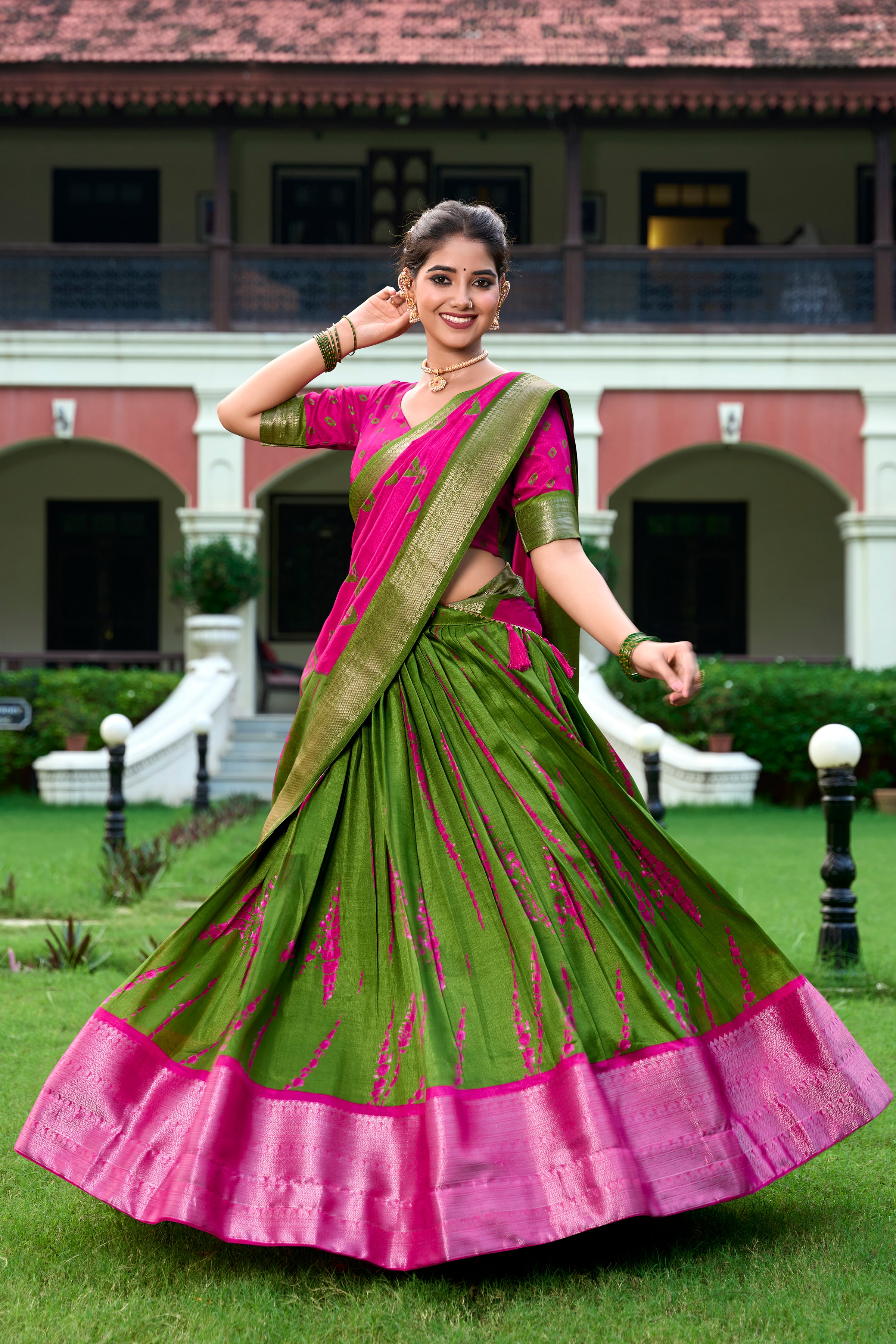 Elegant Silk Lehenga with Zari Border