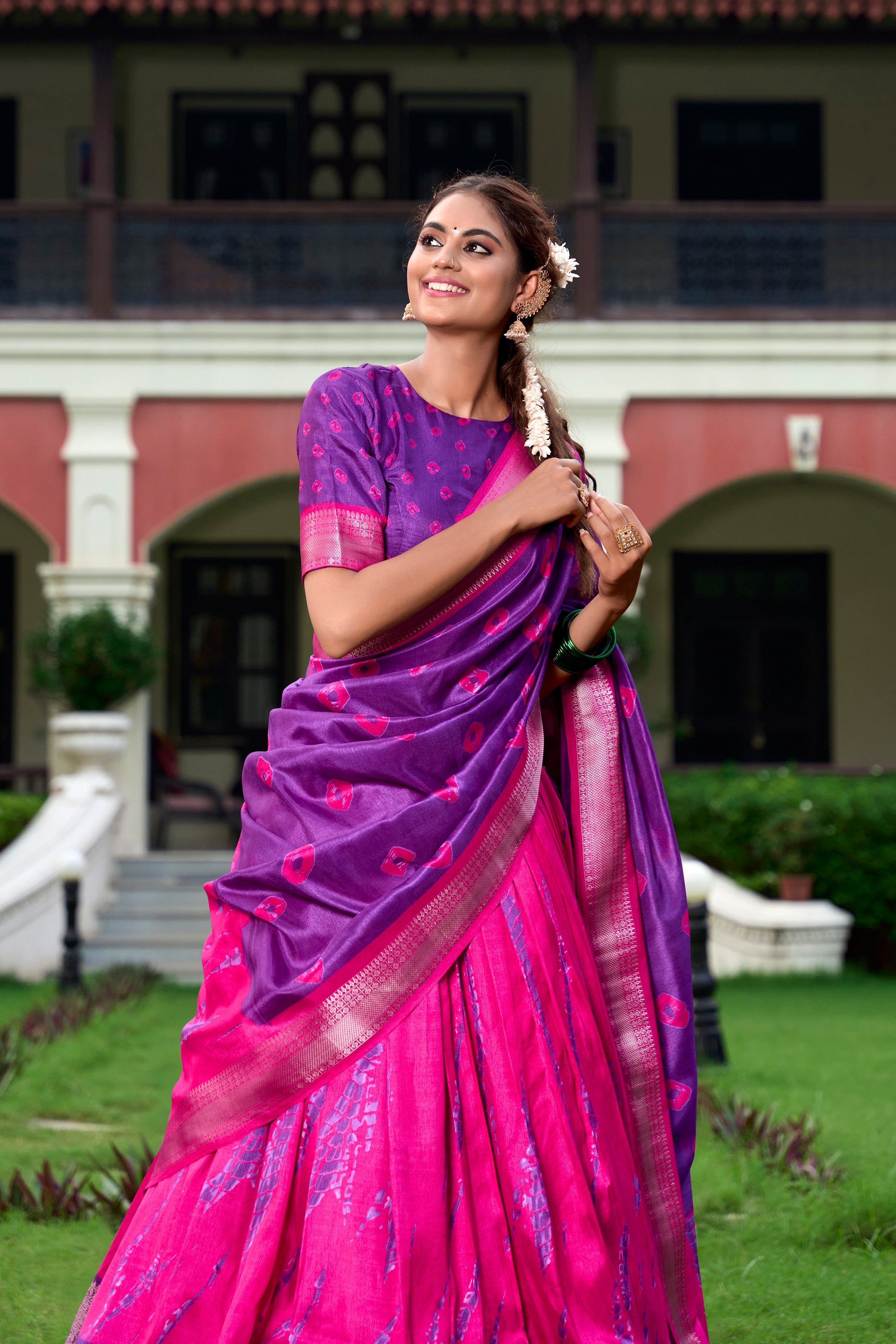 Elegant Silk Lehenga with Zari Border