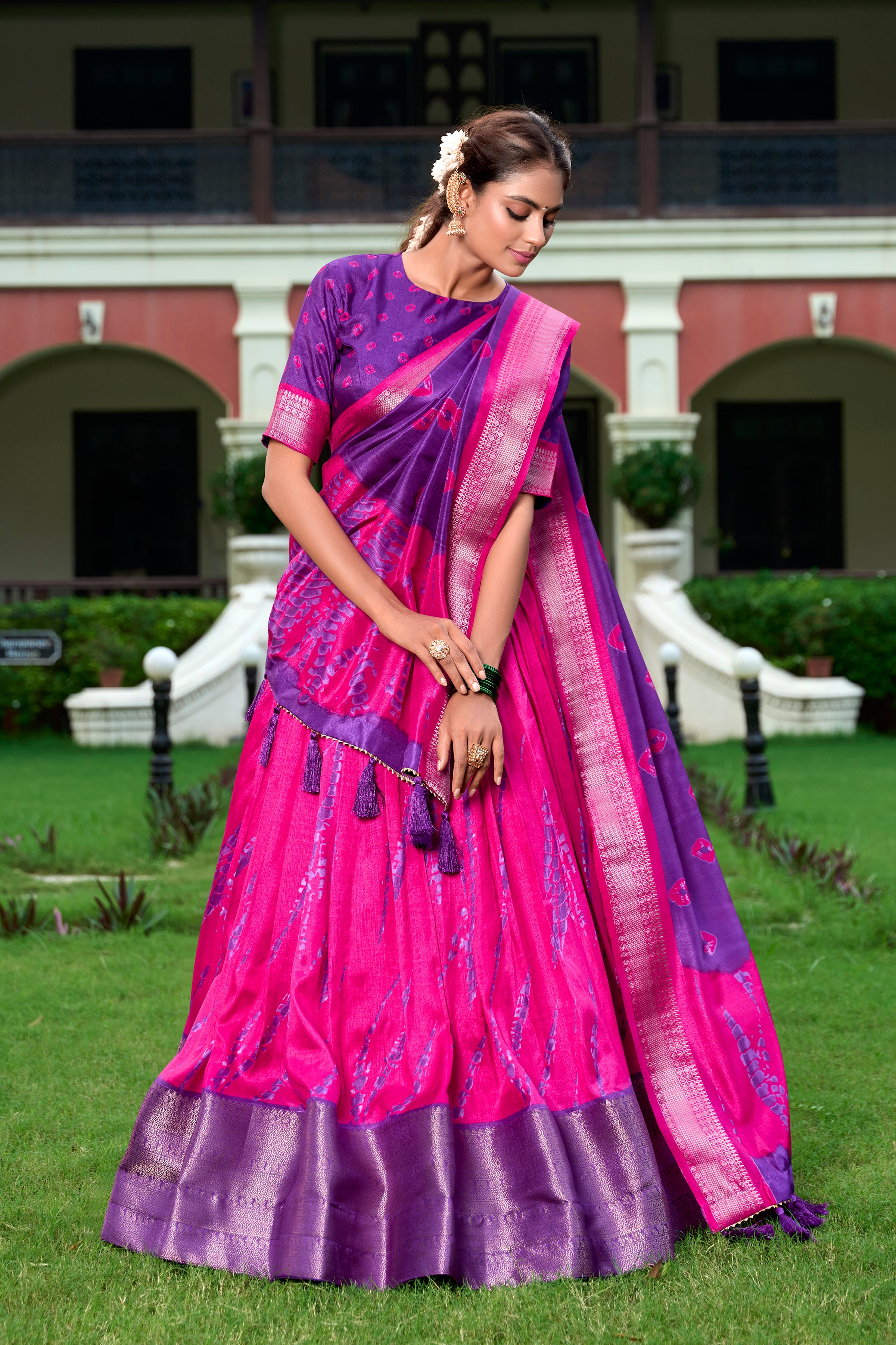 Elegant Silk Lehenga with Zari Border
