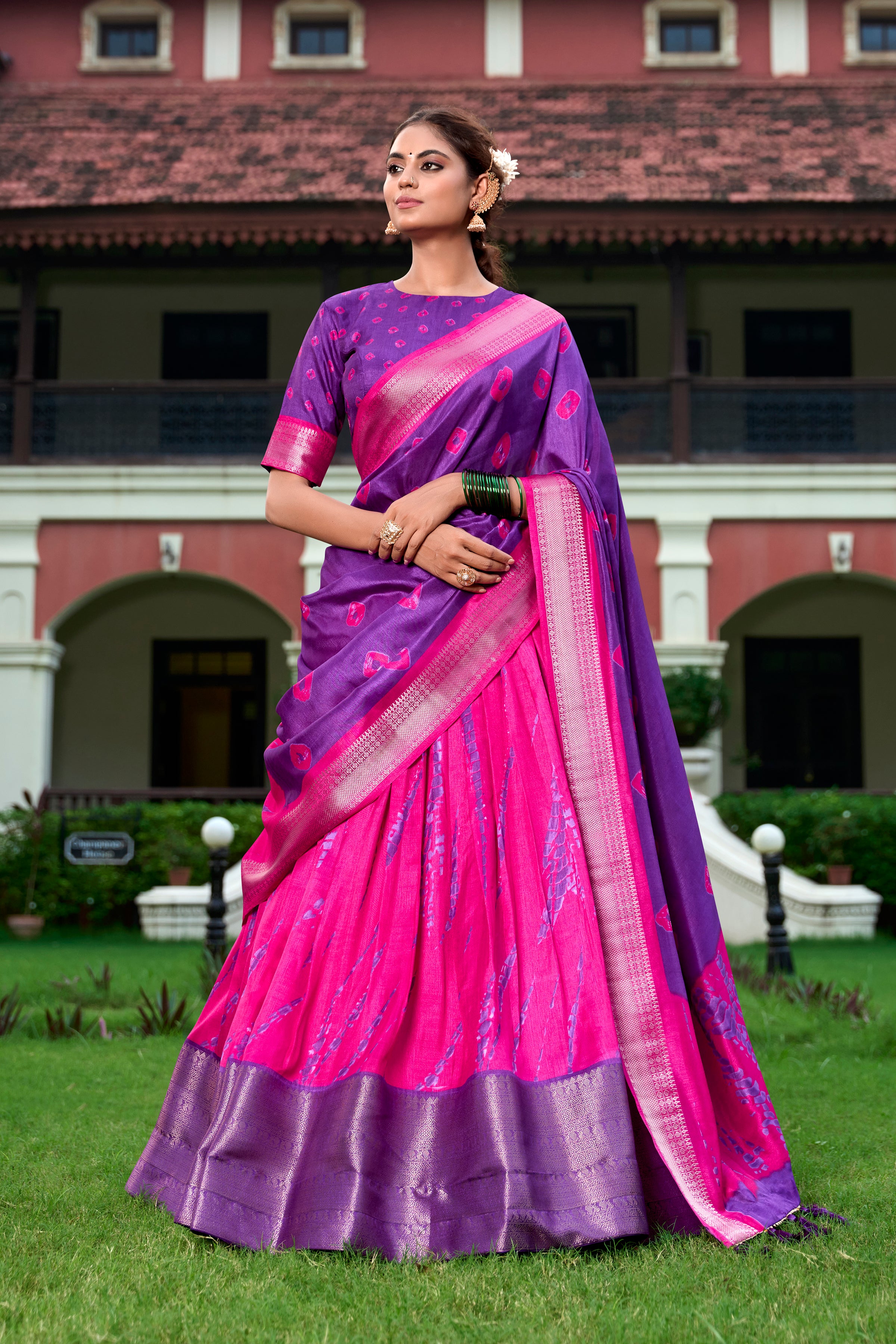 Elegant Silk Lehenga with Zari Border