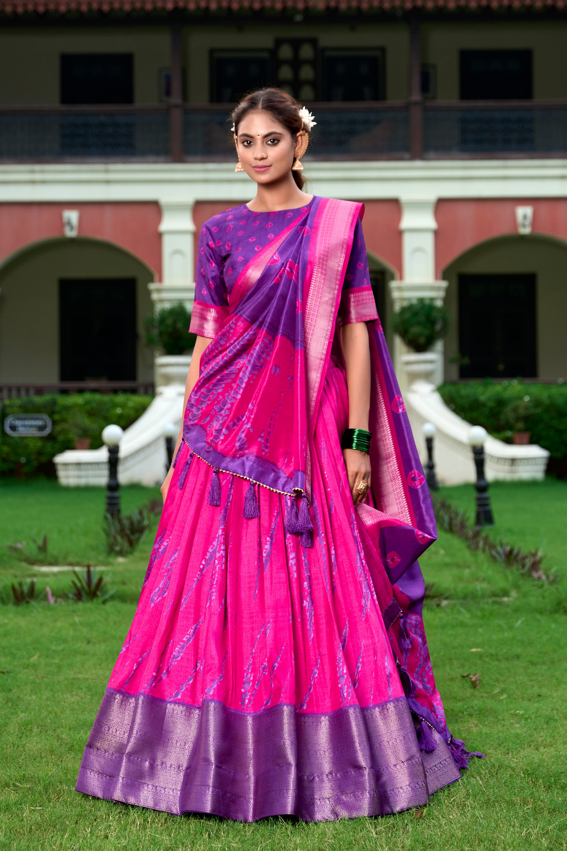Elegant Silk Lehenga with Zari Border