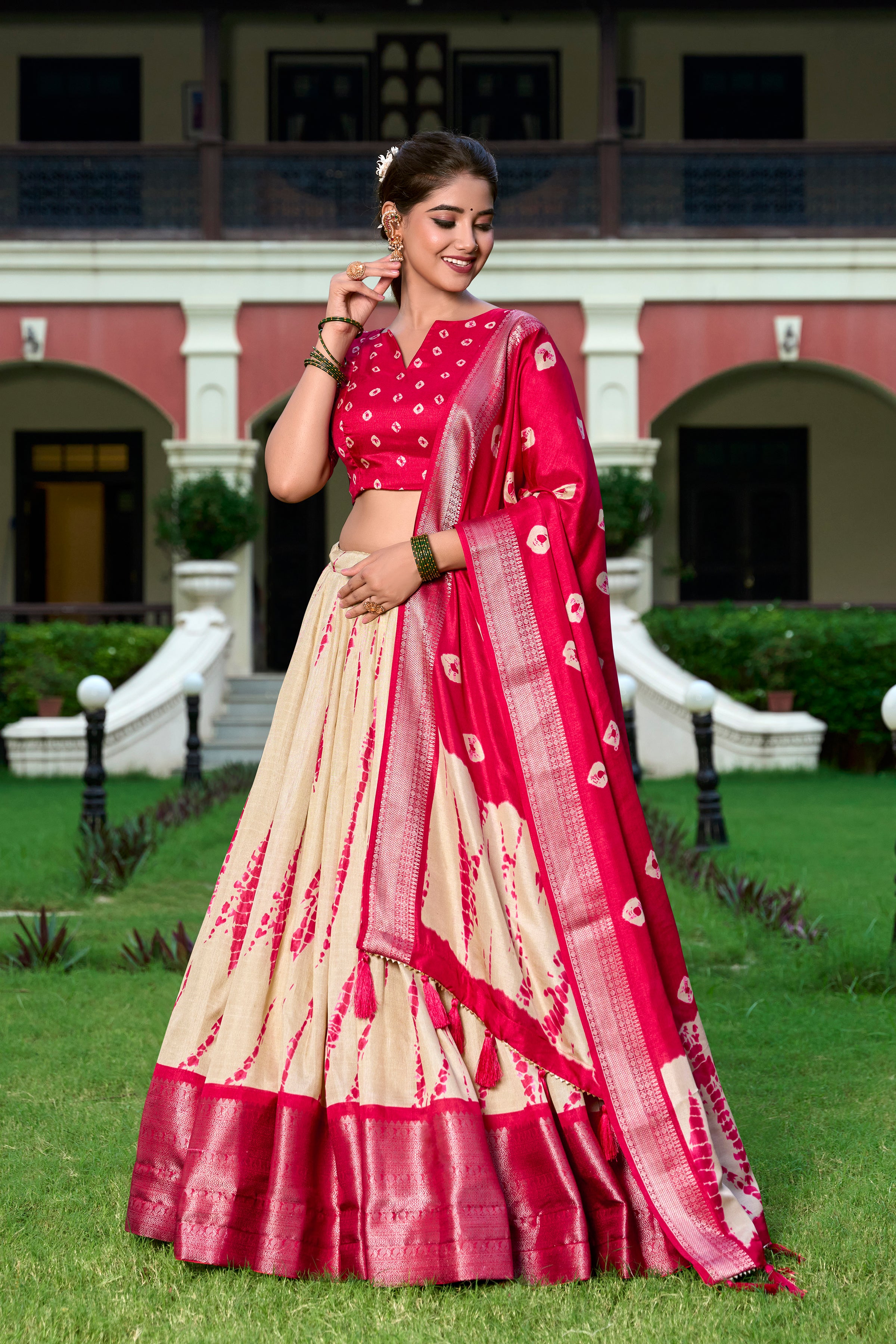 Elegant Silk Lehenga with Zari Border