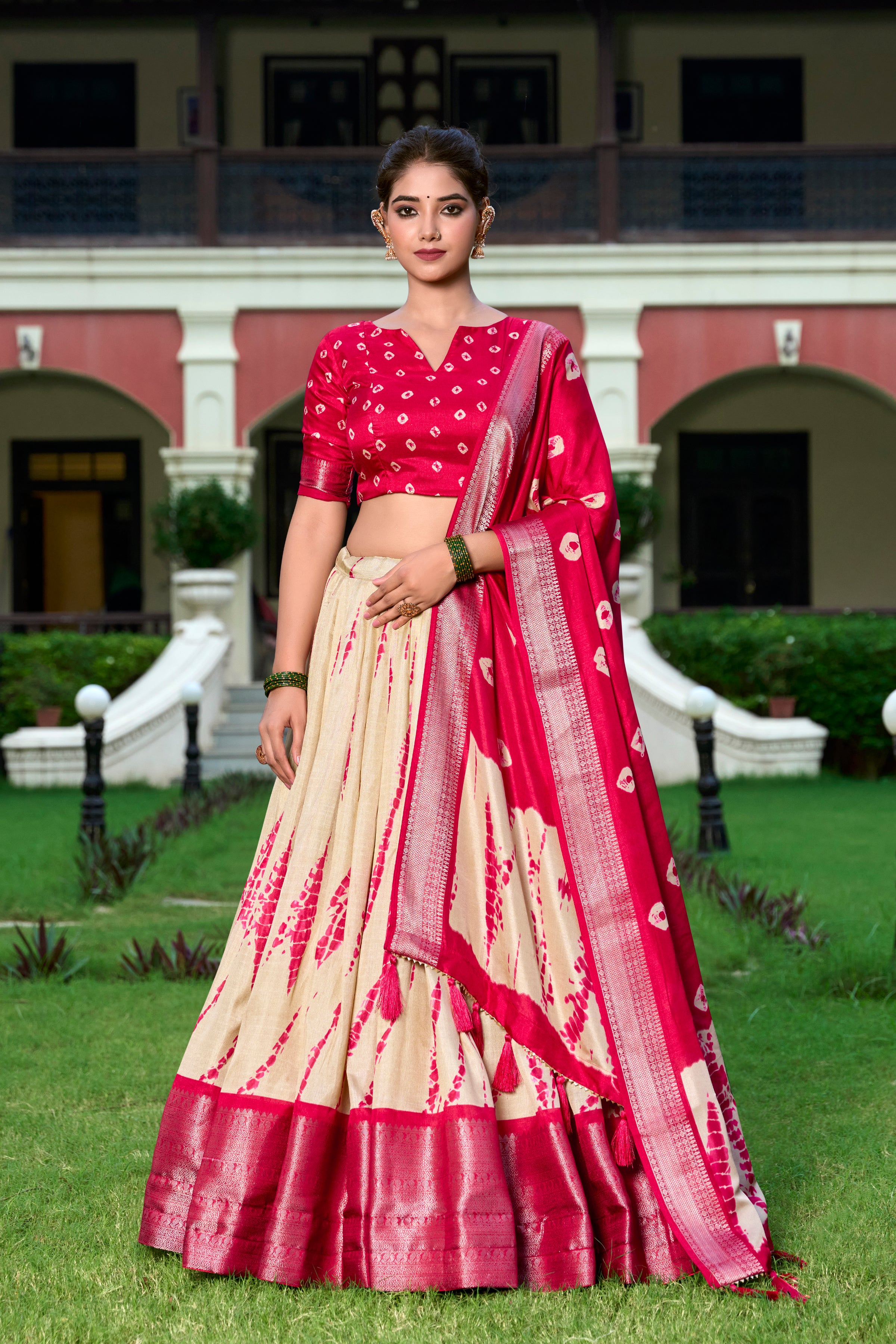 Elegant Silk Lehenga with Zari Border