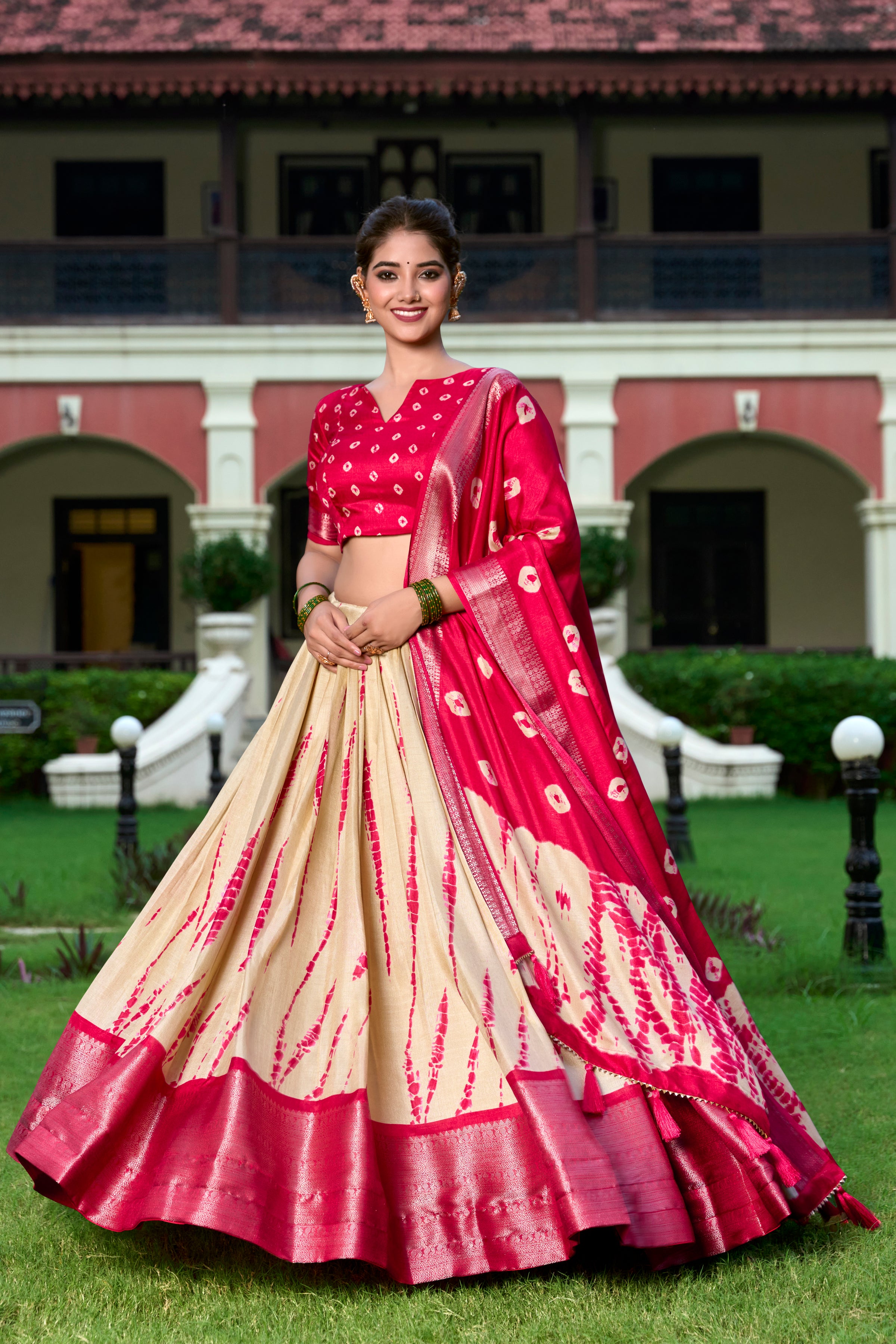Elegant Silk Lehenga with Zari Border
