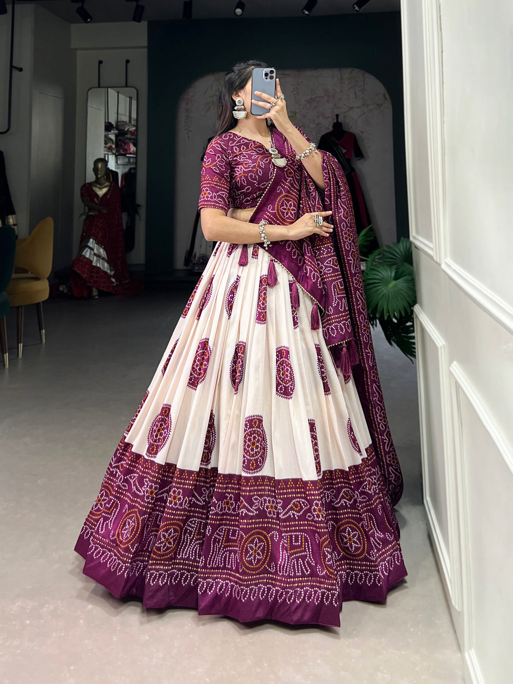 Bandhani Printed Lehenga with Dupatta
