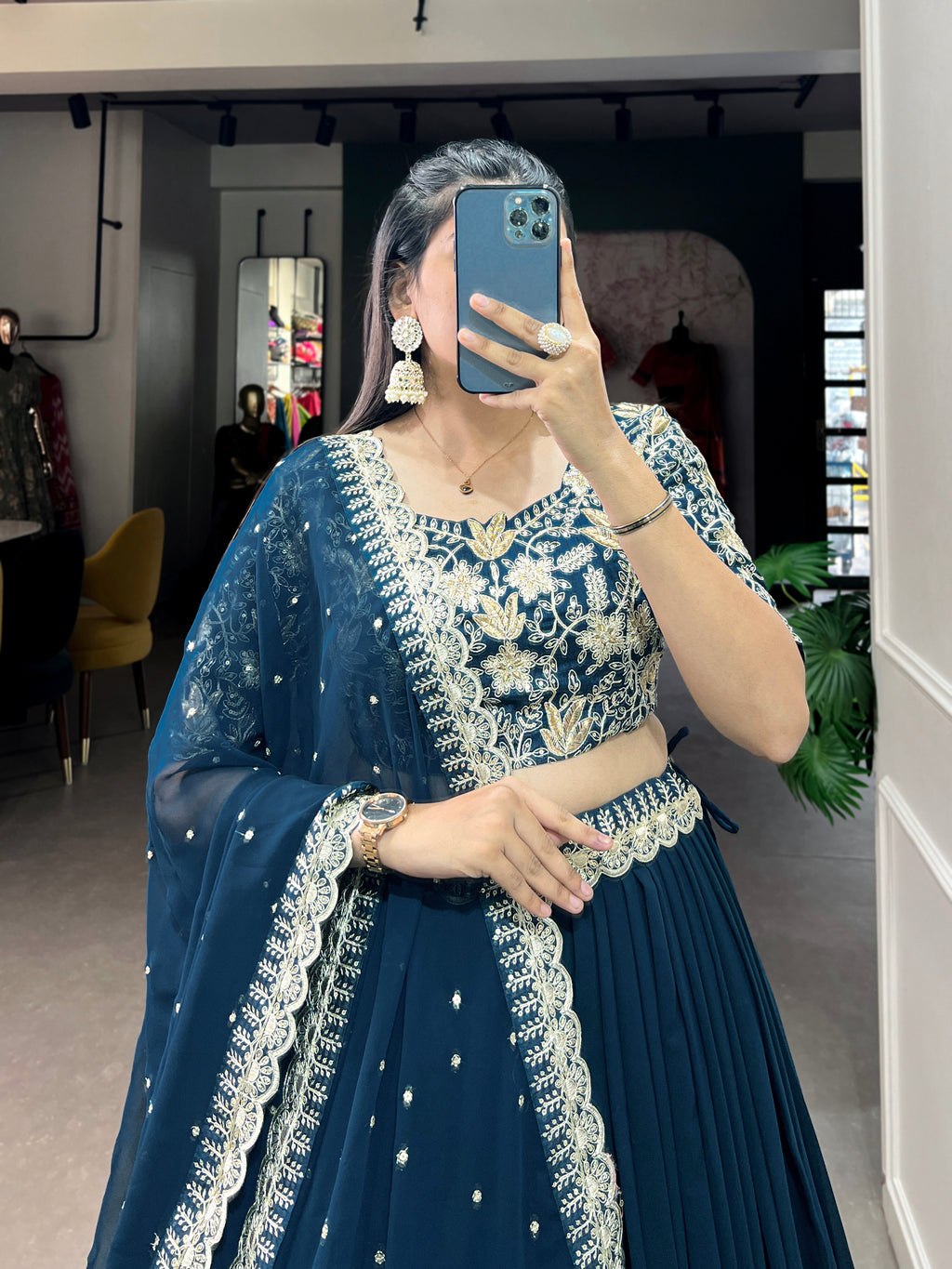 Elegant Teal Blue Lehenga Choli