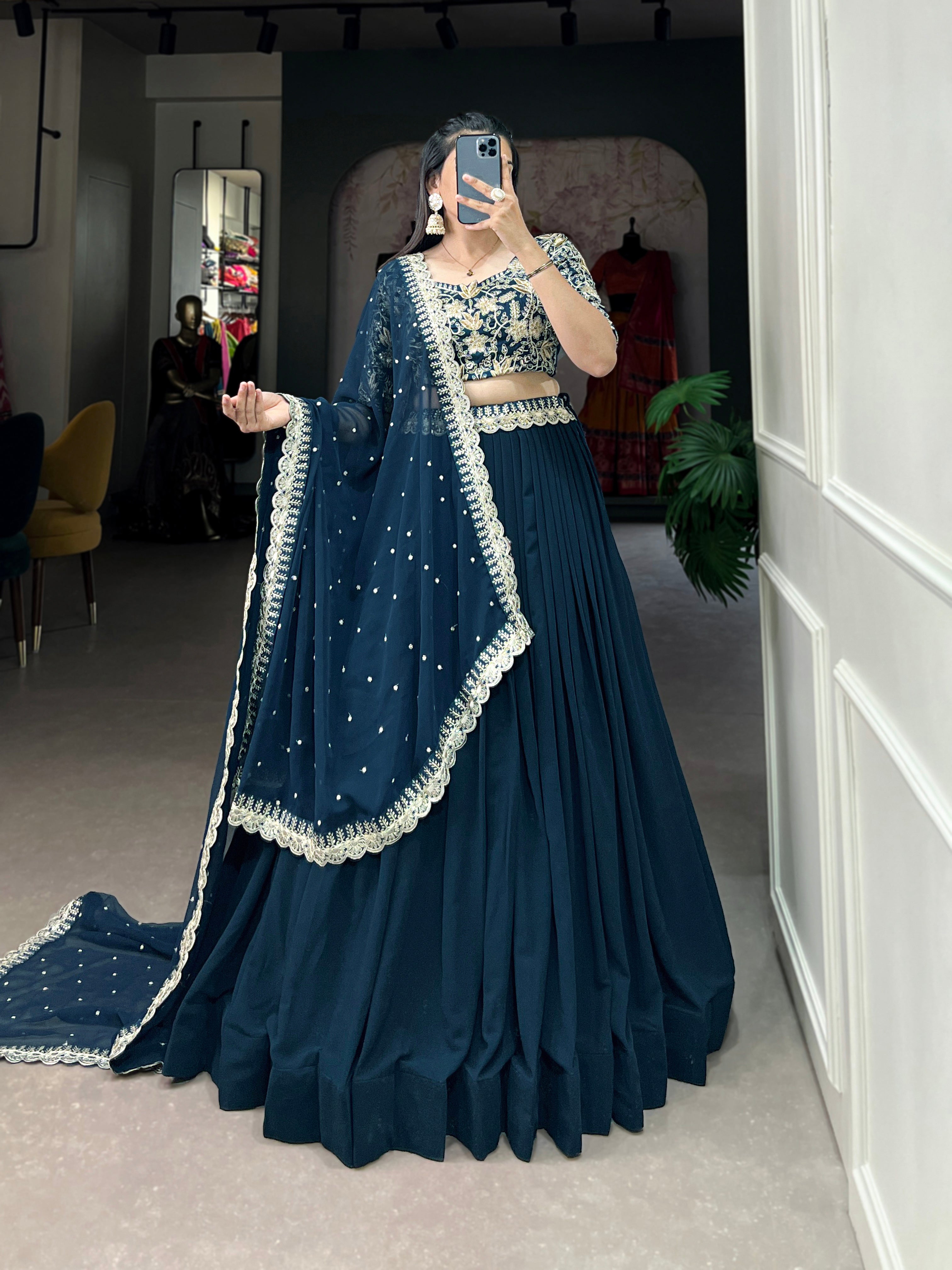 Elegant Teal Blue Lehenga Choli