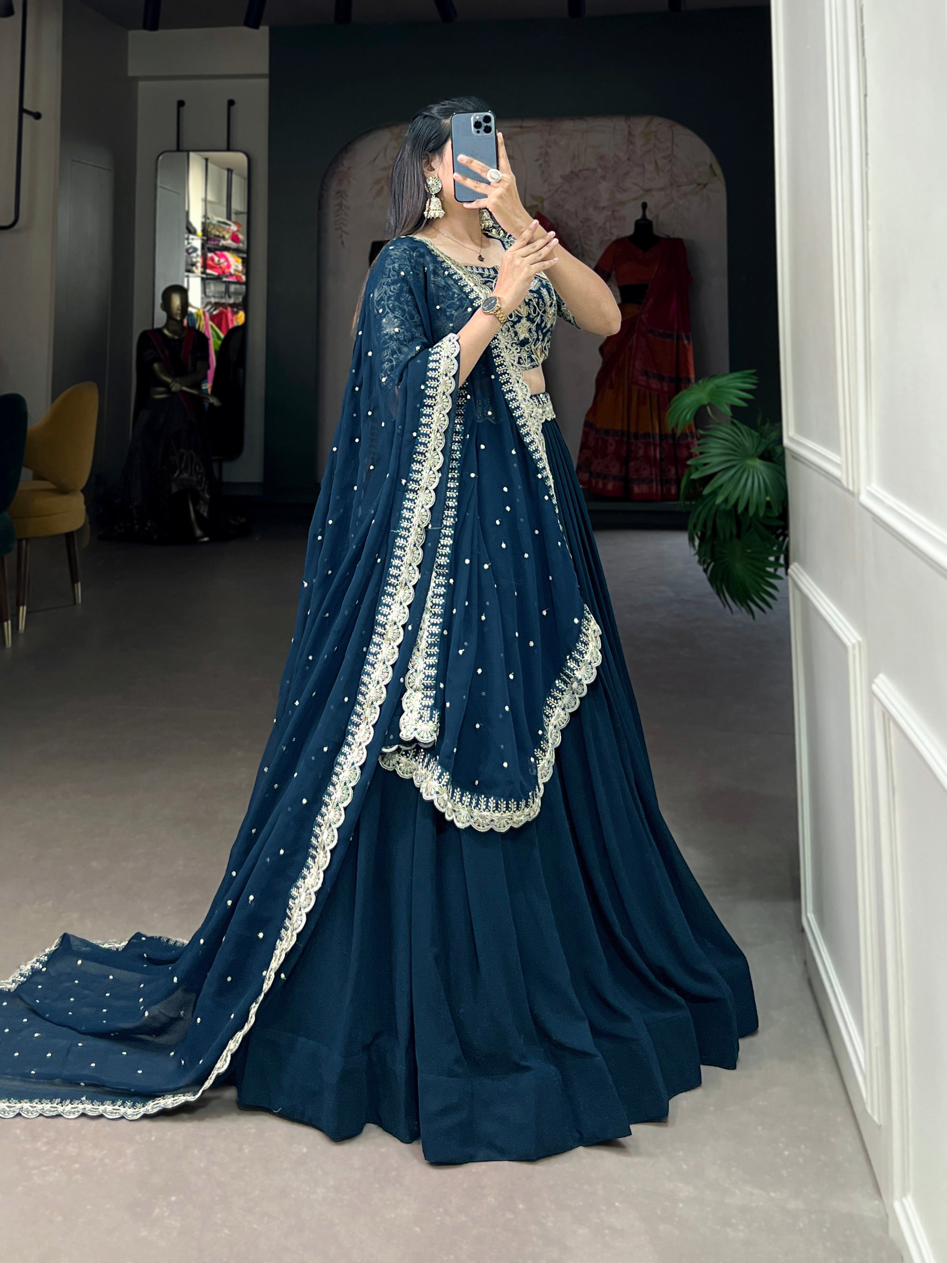 Elegant Teal Blue Lehenga Choli