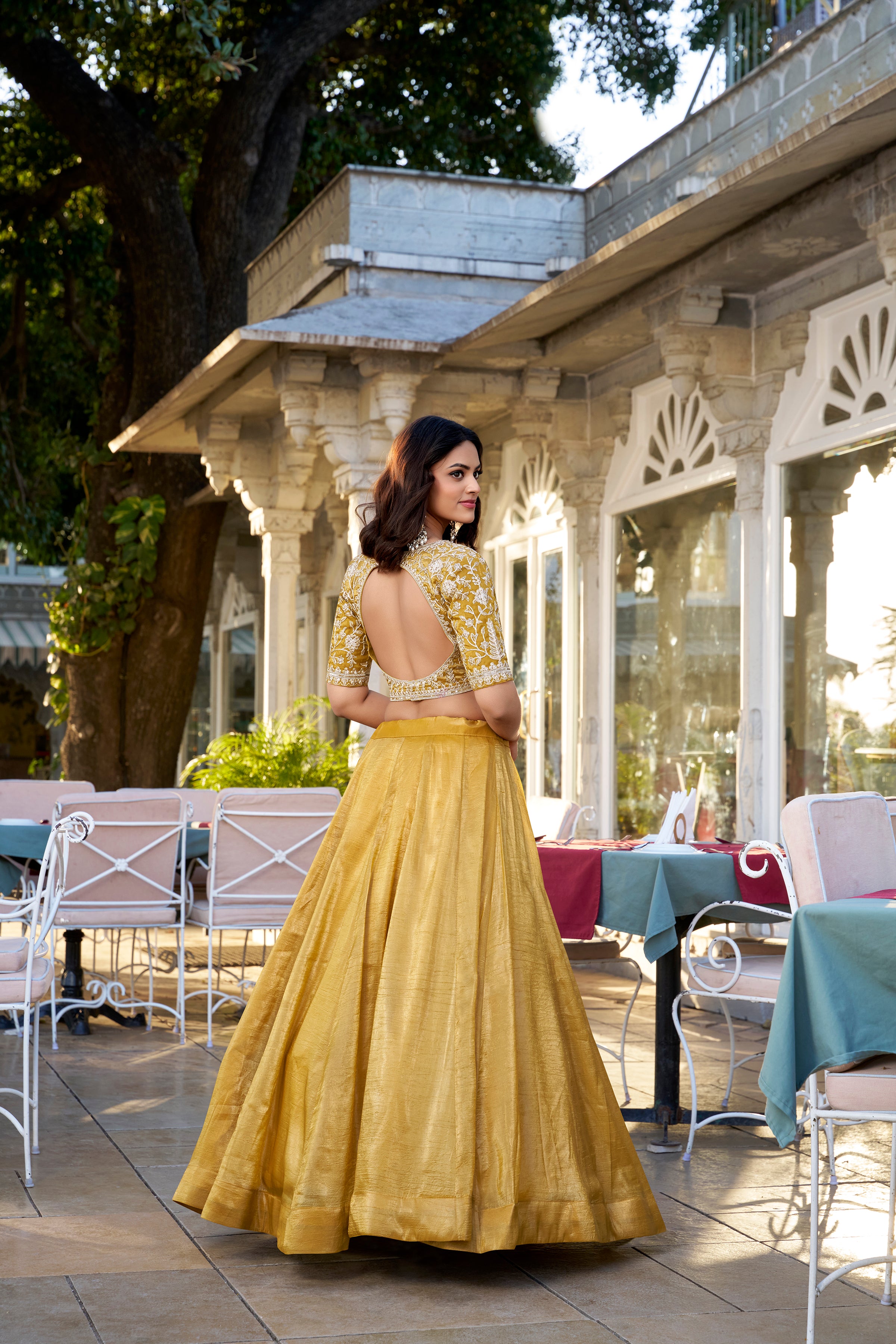 Radiant Mustard Yellow Lehenga Choli with Thread Work Embroidery