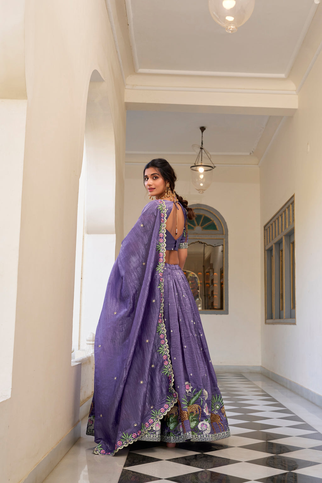 Graceful allure in a stunning dusty rose lehenga.