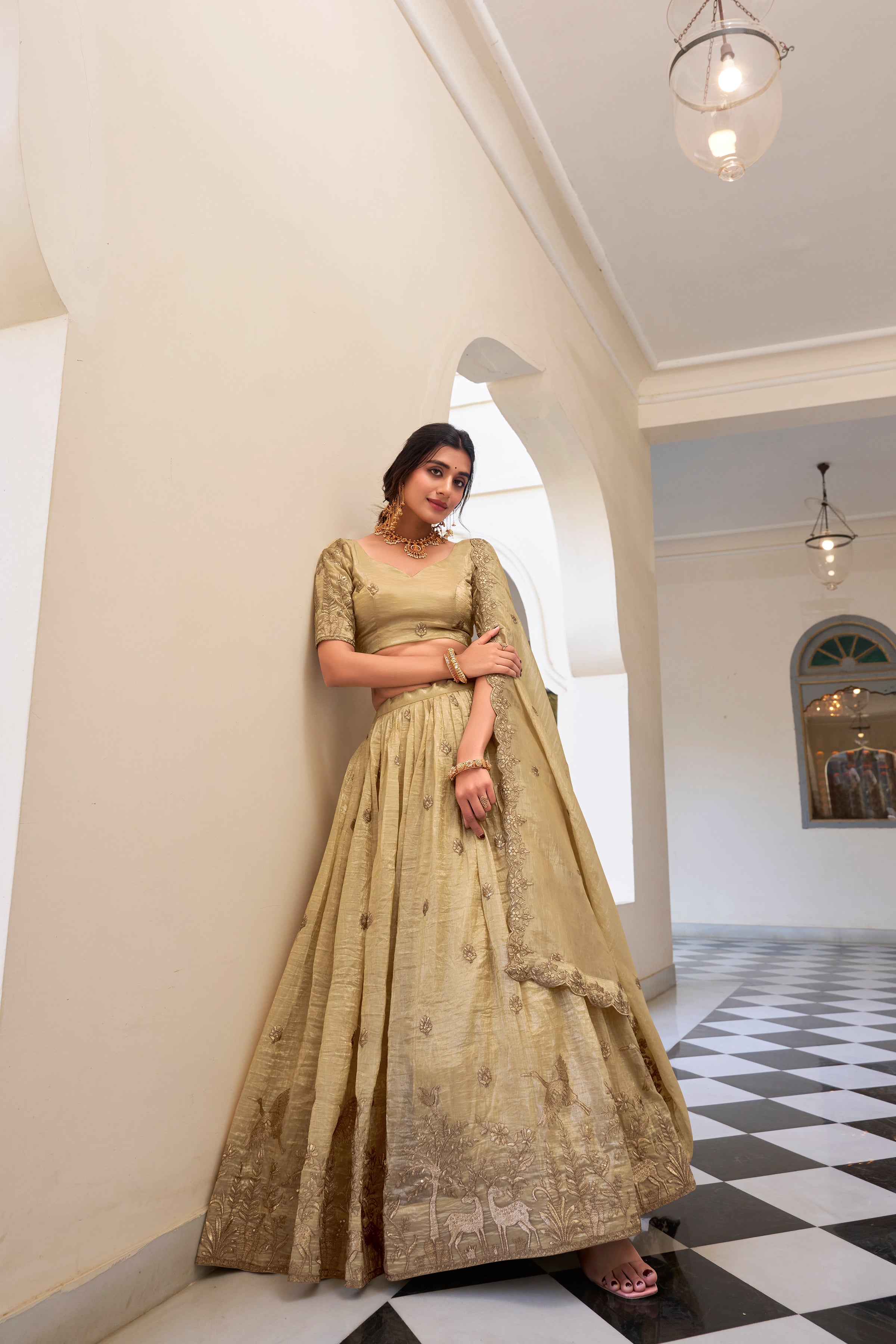 Graceful allure in a stunning dusty rose lehenga.