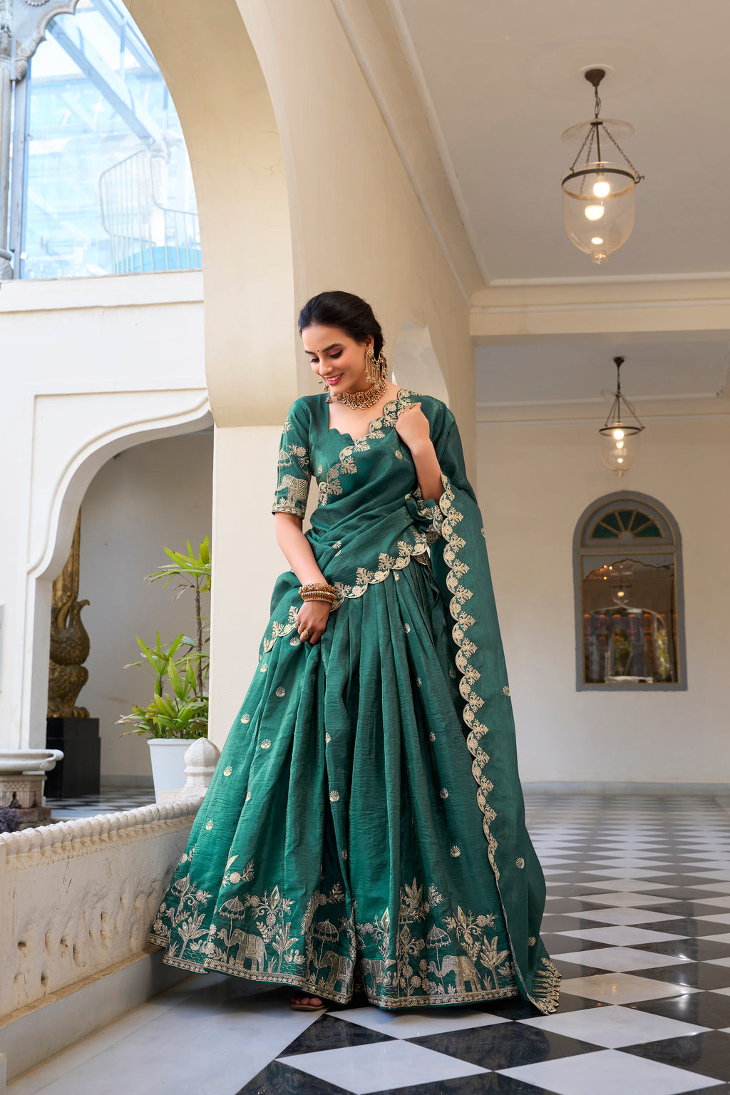 Graceful allure in a stunning dusty rose lehenga.