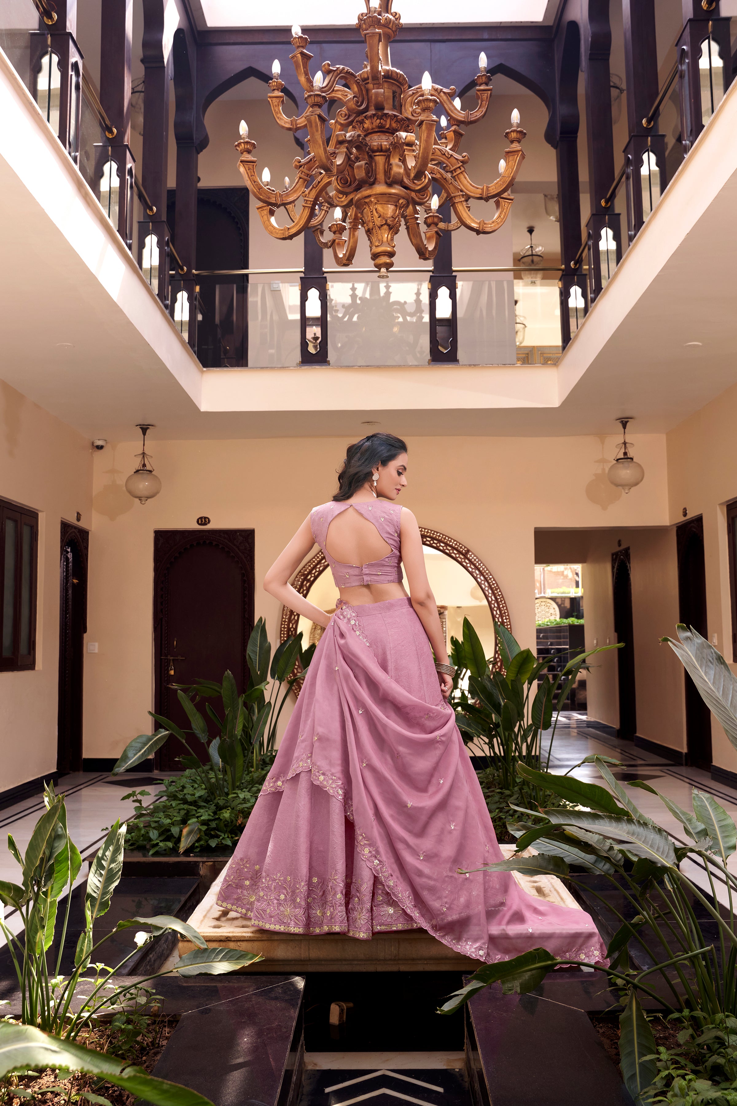 Designer  Pre-draped Pallu and a Stylish Keyhole