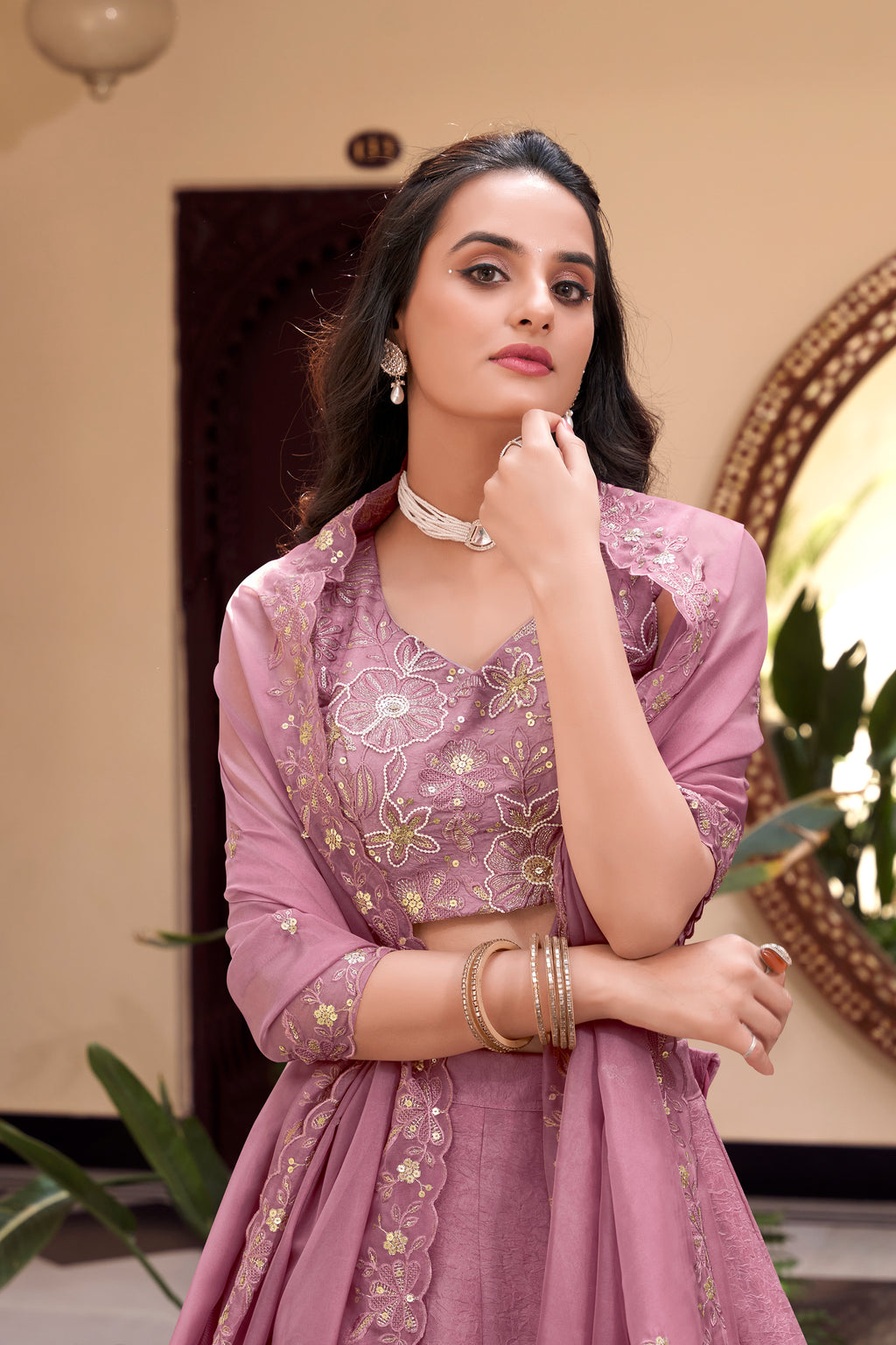 Designer  Pre-draped Pallu and a Stylish Keyhole