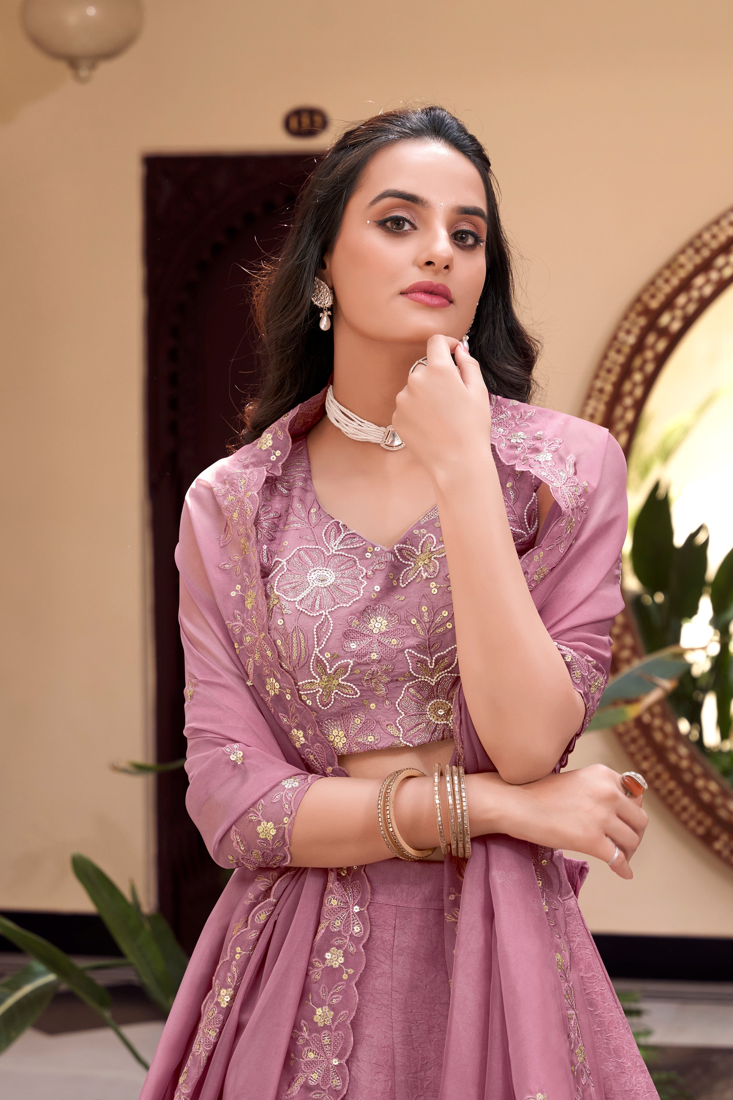 Designer  Pre-draped Pallu and a Stylish Keyhole