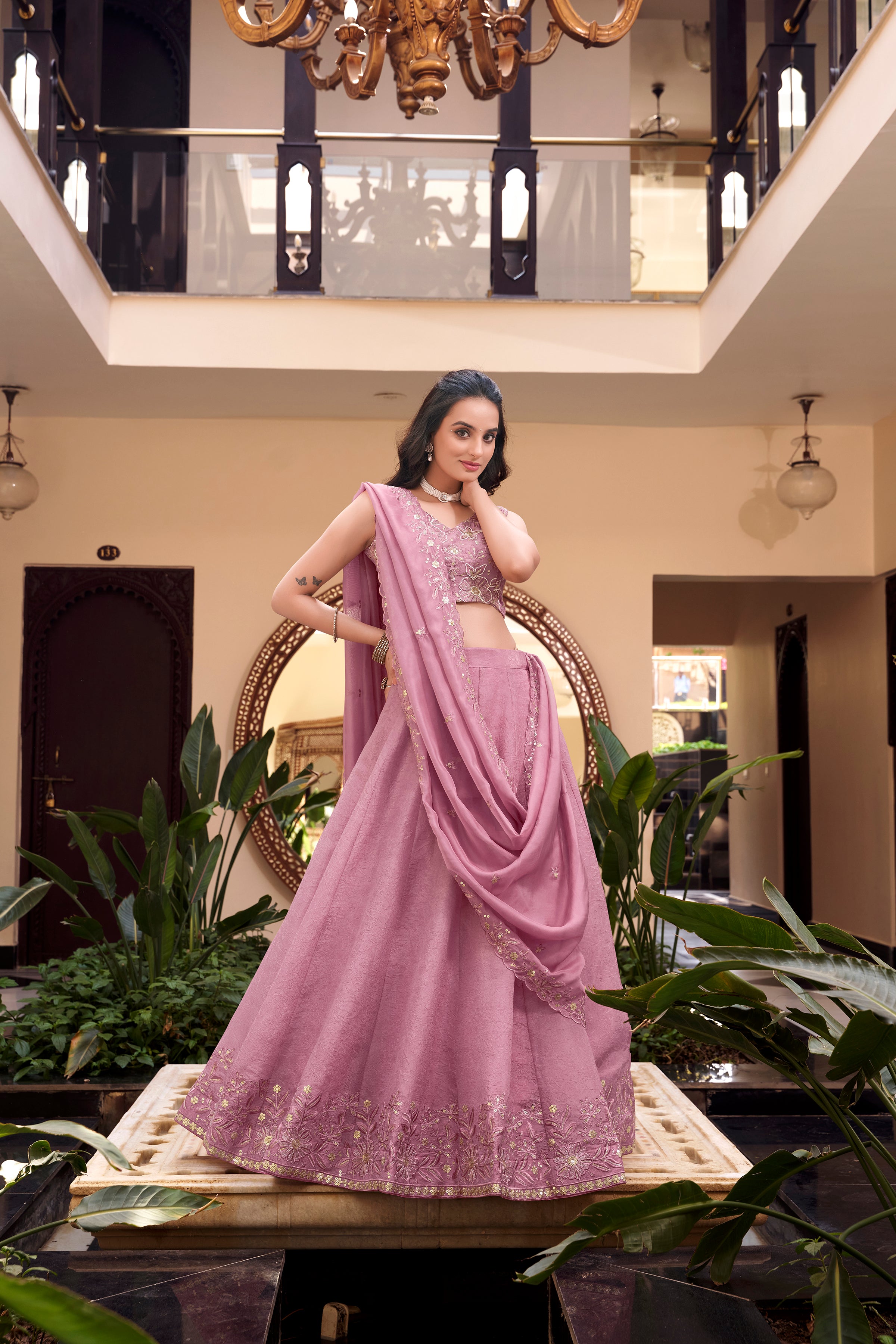 Designer  Pre-draped Pallu and a Stylish Keyhole