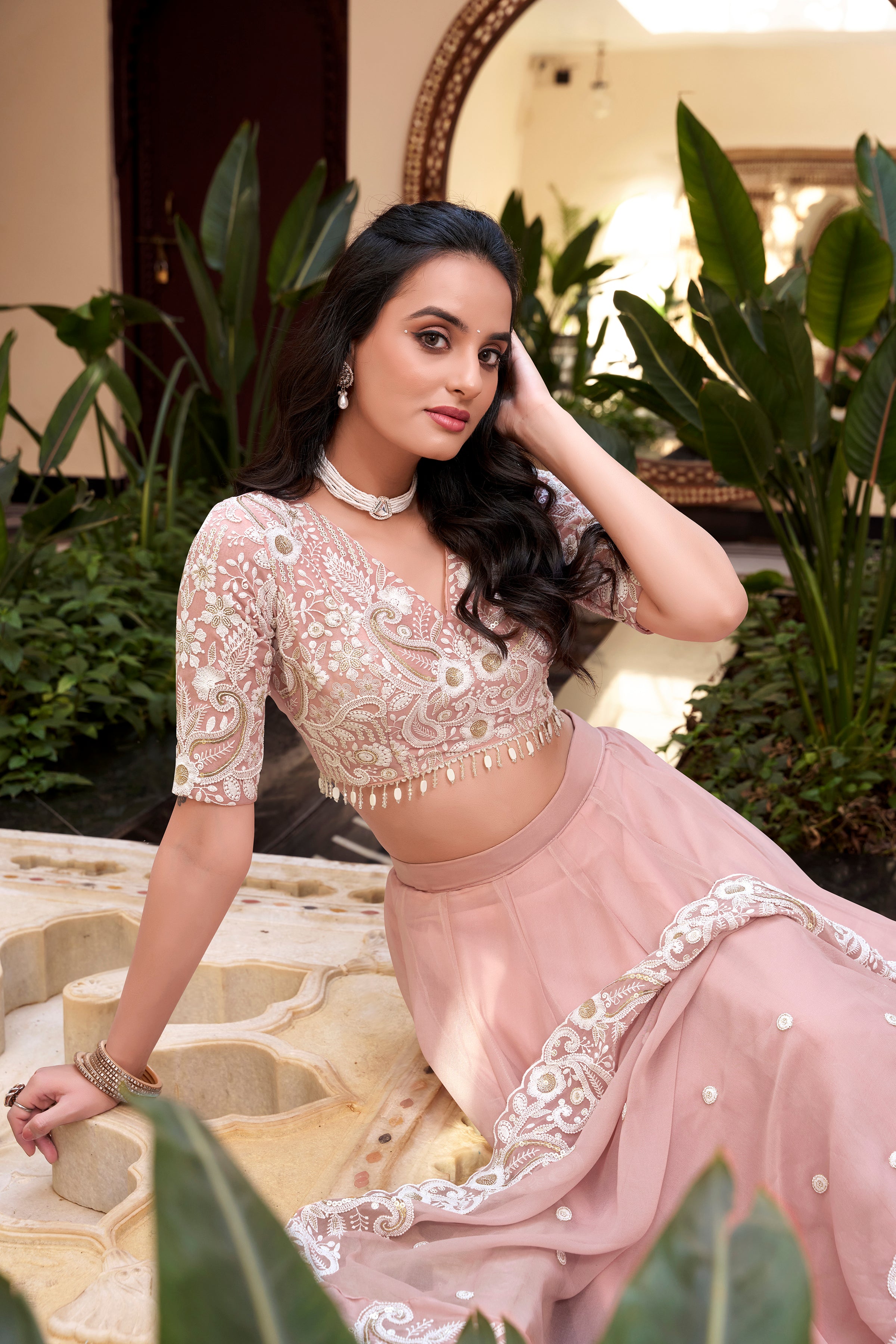 Designer  Pre-draped Pallu and a Stylish Keyhole