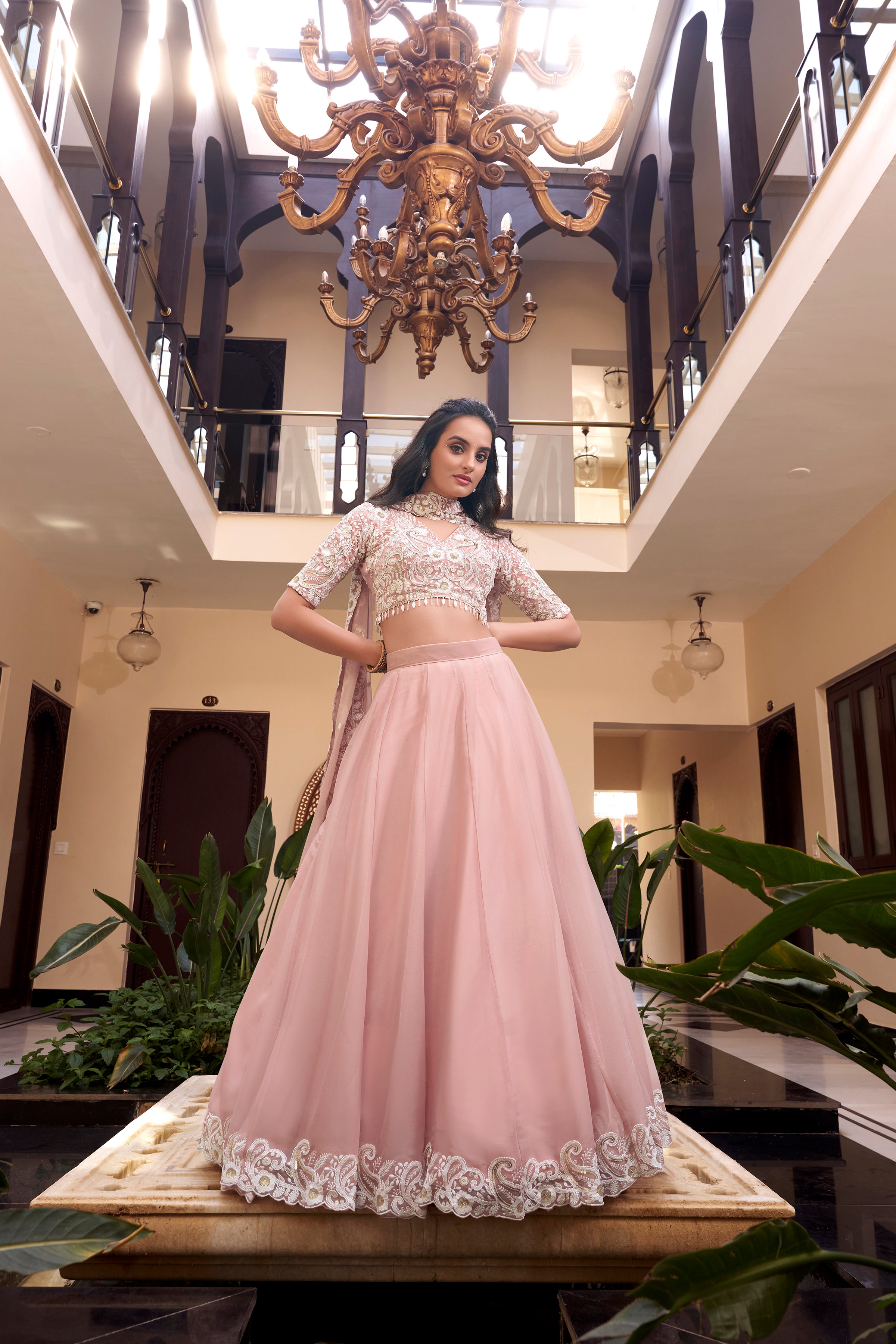 Designer  Pre-draped Pallu and a Stylish Keyhole