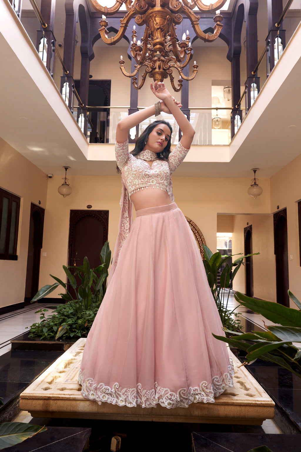 Designer  Pre-draped Pallu and a Stylish Keyhole