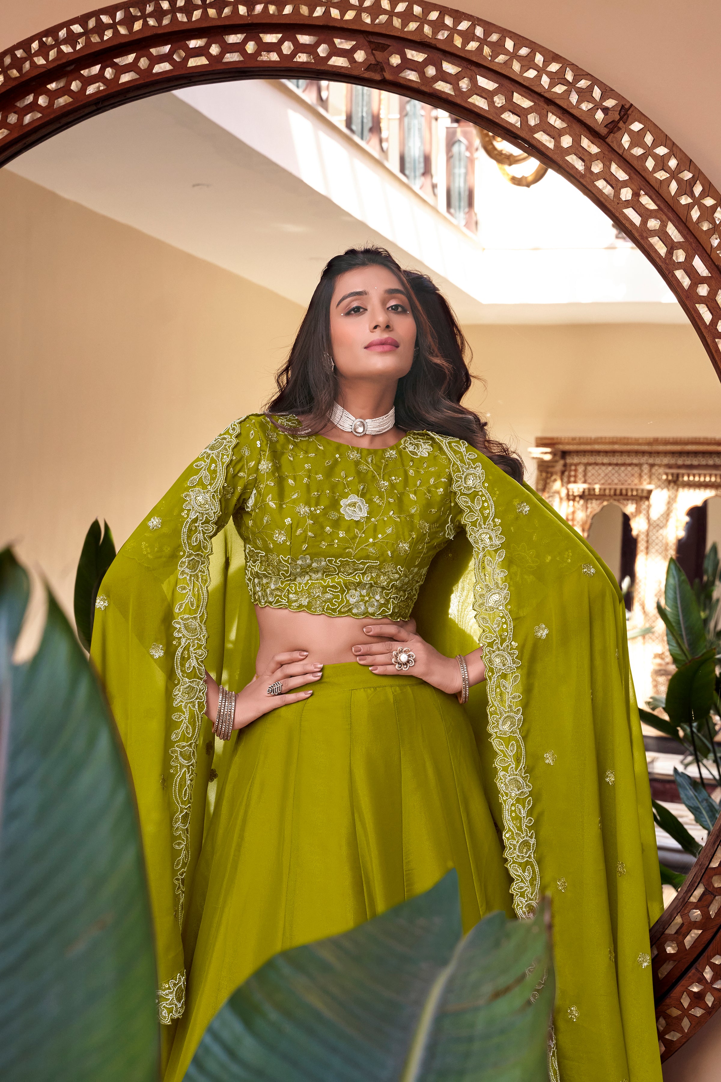 Designer  Pre-draped Pallu and a Stylish Keyhole